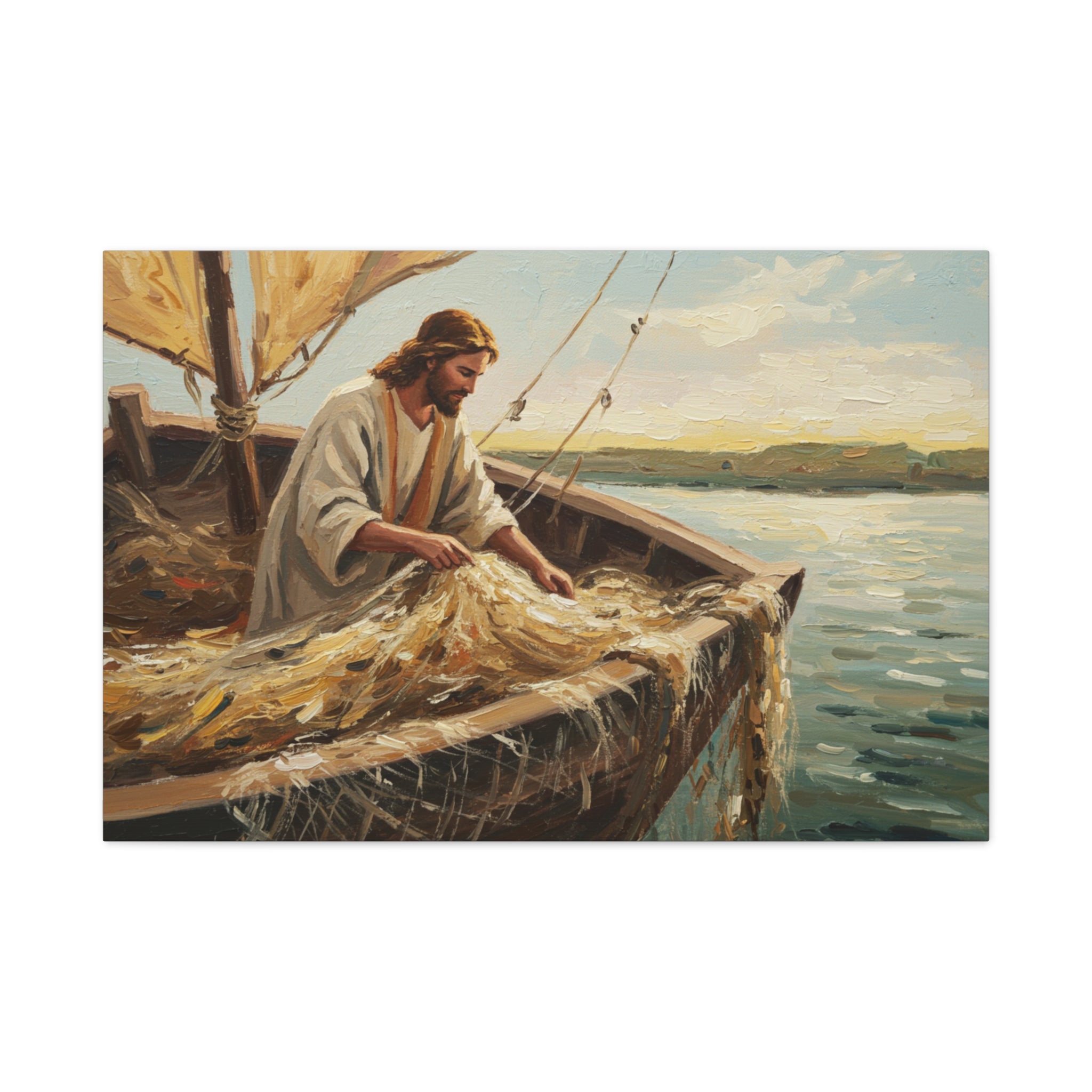 Canvas Wall Art, Religious Decor, Christian Art, Inspirational Home Decor, Nautical Theme, Fishing Scene