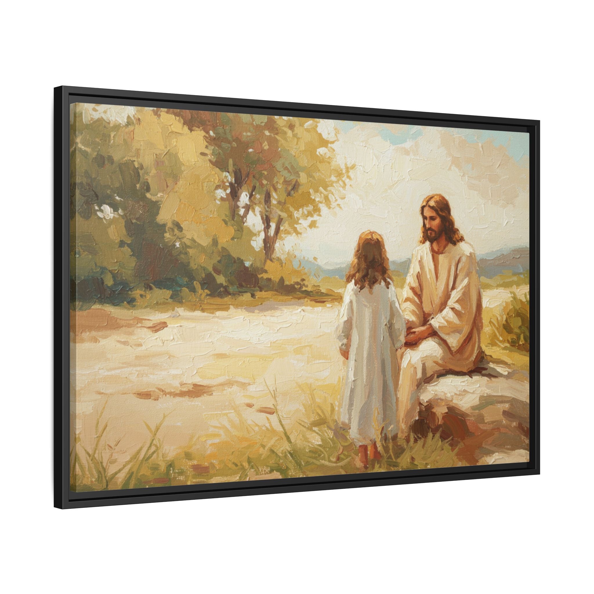 Spiritual Framed Canvas Art, Jesus and Child, Inspirational Home Decor, Religious Gift, Christian Wall Art, Faith Decor