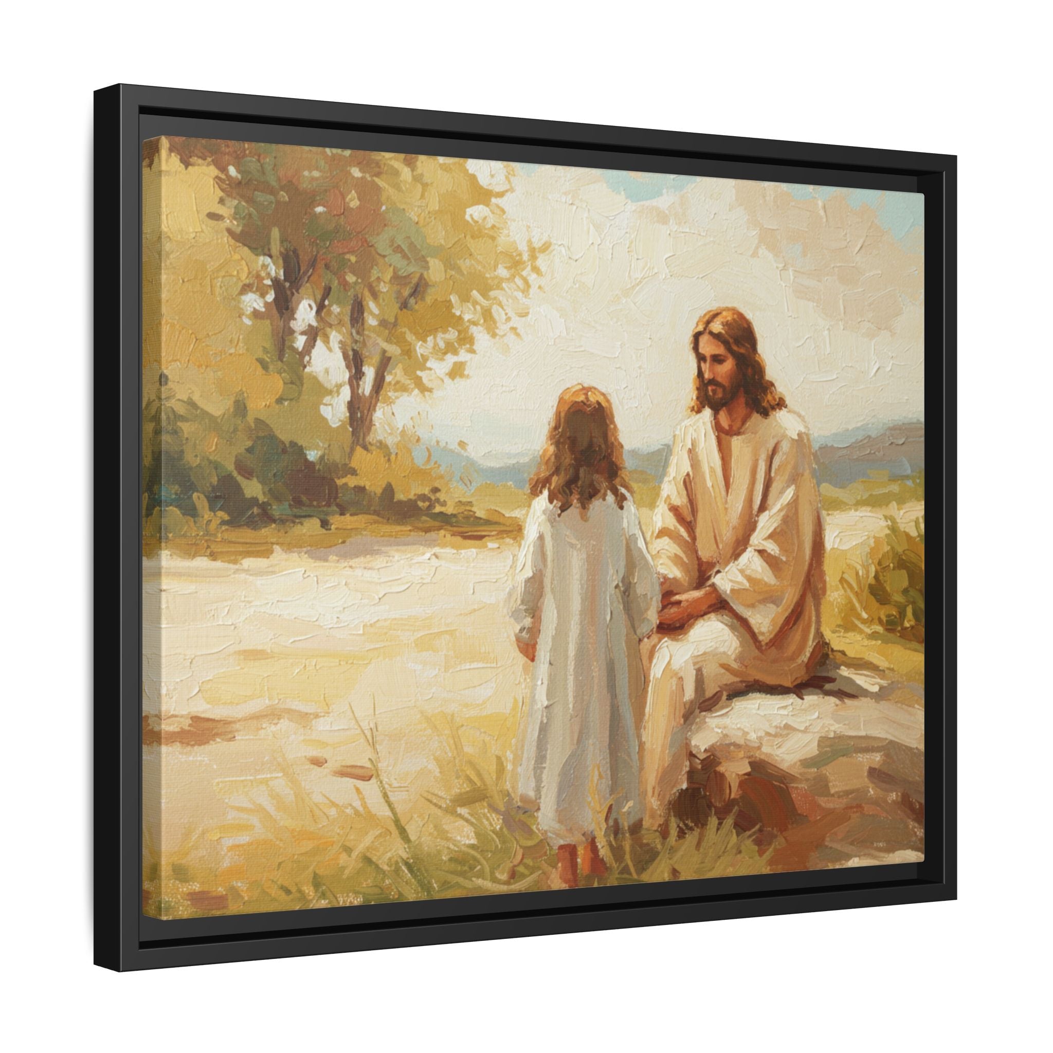 Spiritual Framed Canvas Art, Jesus and Child, Inspirational Home Decor, Religious Gift, Christian Wall Art, Faith Decor