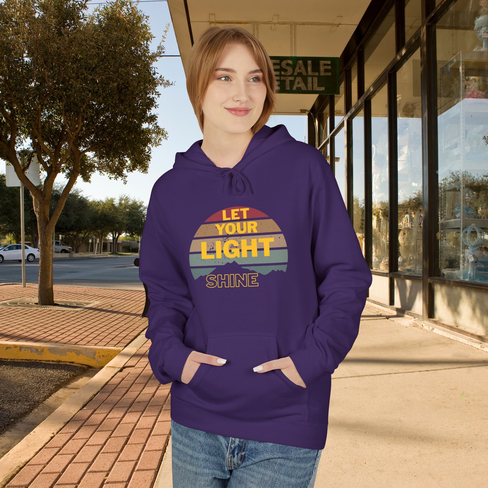 Let Your Light Shine Hoodie – Retro Christian Sweatshirt, Faith Quote Pullover, Inspirational Gift for Men & Women, Unisex Midweight Softstyle Fleece Hoodie
