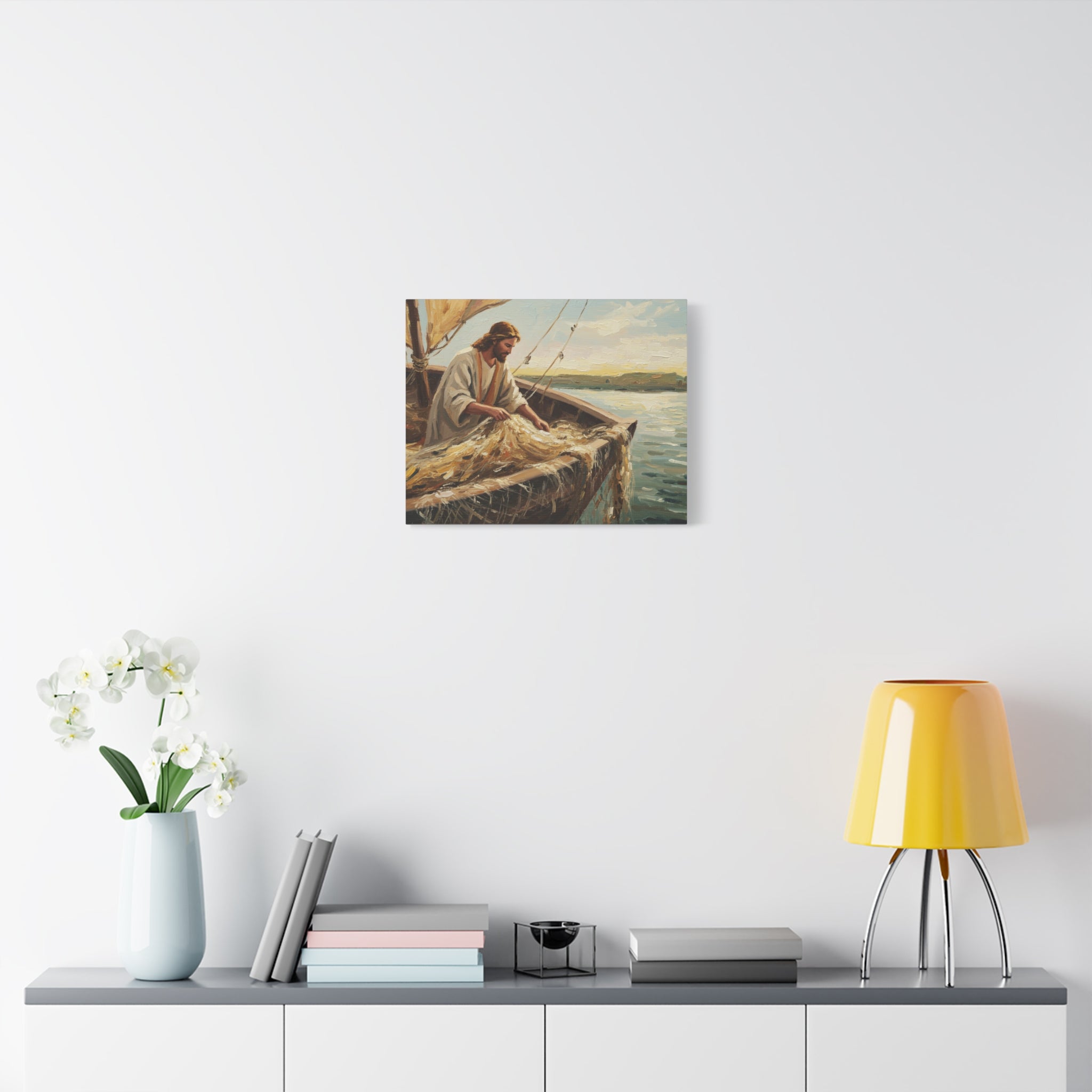 Canvas Wall Art, Religious Decor, Christian Art, Inspirational Home Decor, Nautical Theme, Fishing Scene