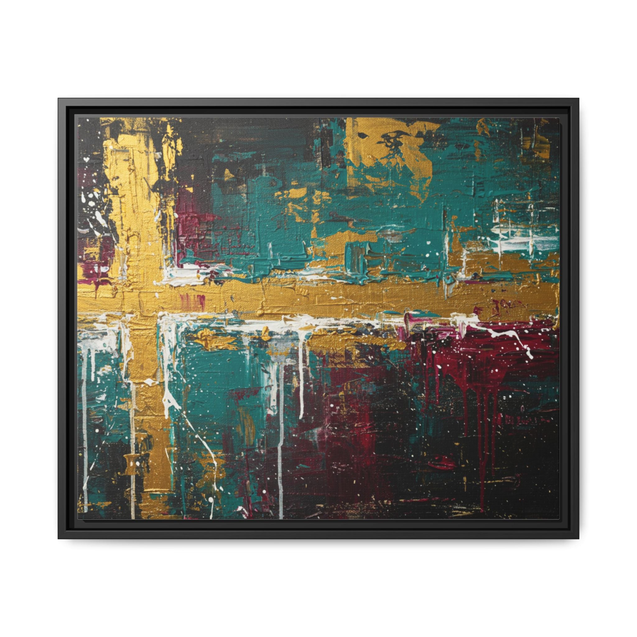 Cross of Light – Modern Christian Wall Art, Abstract Gold Cross Canvas, Faith-Inspired Home Decor, Matte Canvas, Framed (Multi-color)