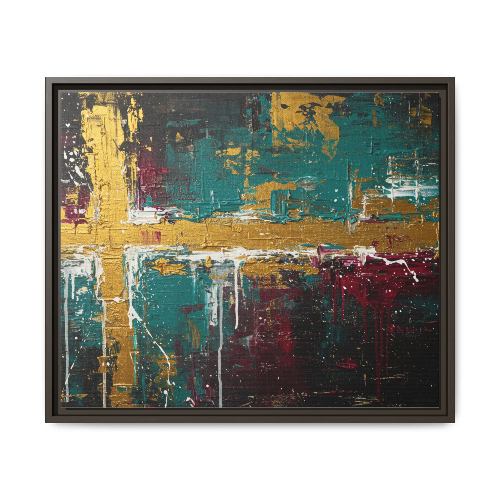 Cross of Light – Modern Christian Wall Art, Abstract Gold Cross Canvas, Faith-Inspired Home Decor, Matte Canvas, Framed (Multi-color)
