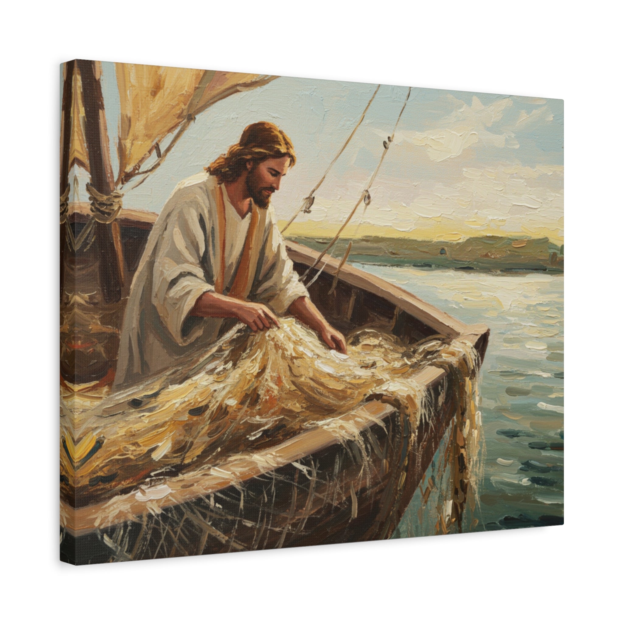 Canvas Wall Art, Religious Decor, Christian Art, Inspirational Home Decor, Nautical Theme, Fishing Scene