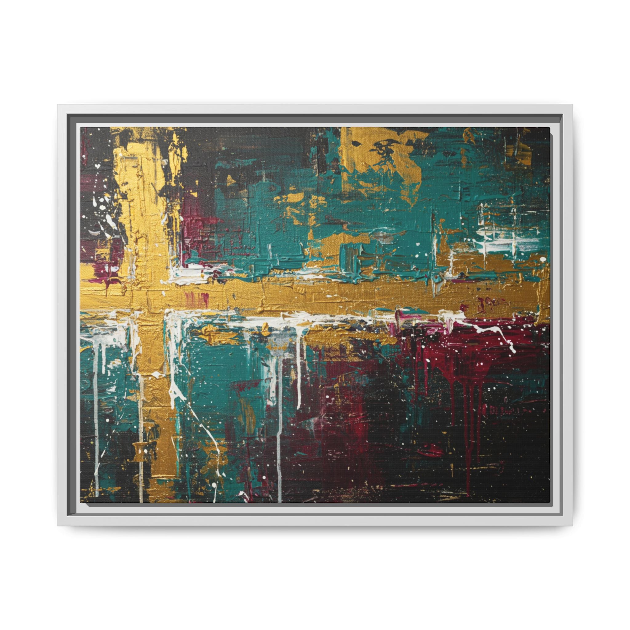 Cross of Light – Modern Christian Wall Art, Abstract Gold Cross Canvas, Faith-Inspired Home Decor, Matte Canvas, Framed (Multi-color)