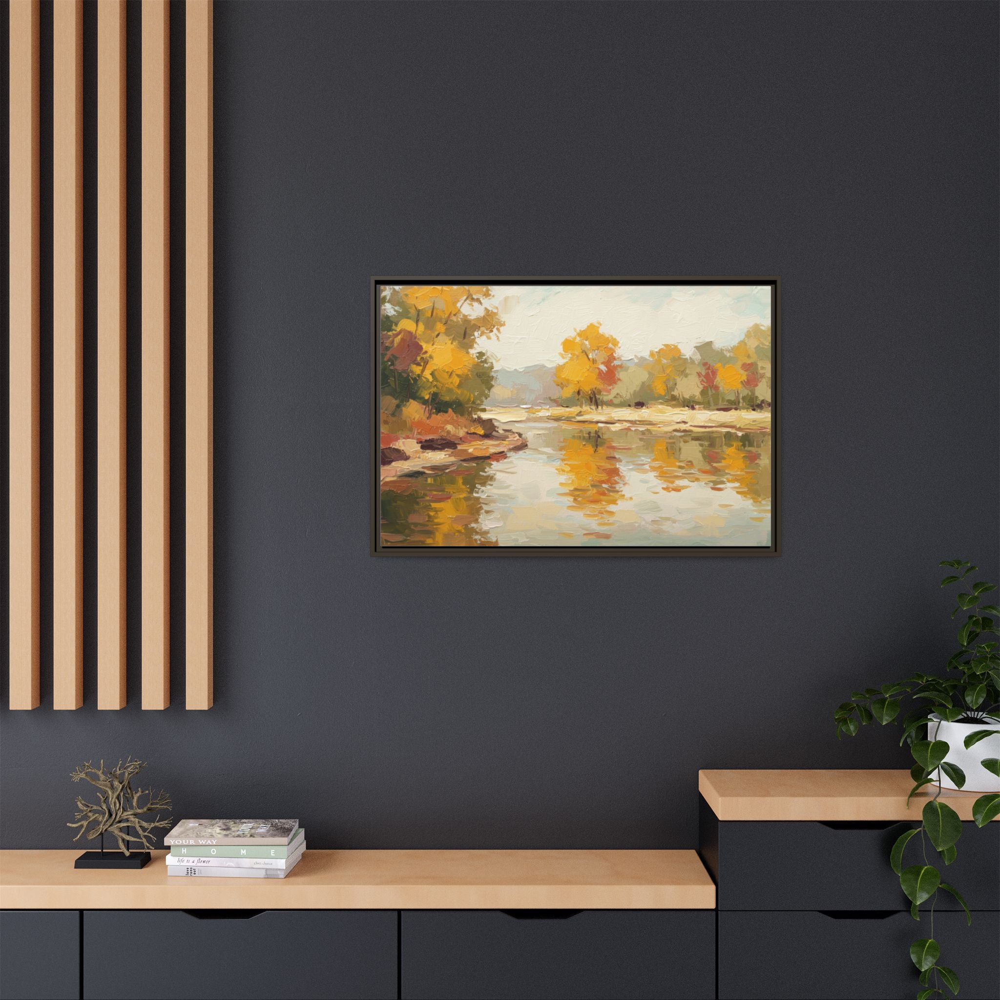 Framed Canvas Artwork, Landscape Decor, Autumn Art Print, Nature Wall Art, Home Decoration, Gift for Art Lovers