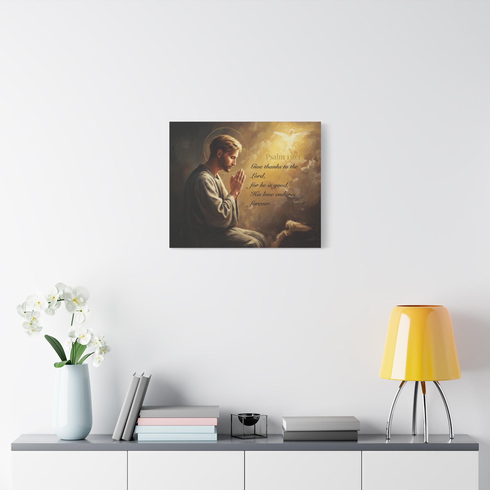 Inspirational Canvas Wall Art, Psalm 136:1, Religious Home Decor, Faith-Based Gift, Christian Wall Art, Uplifting Decor