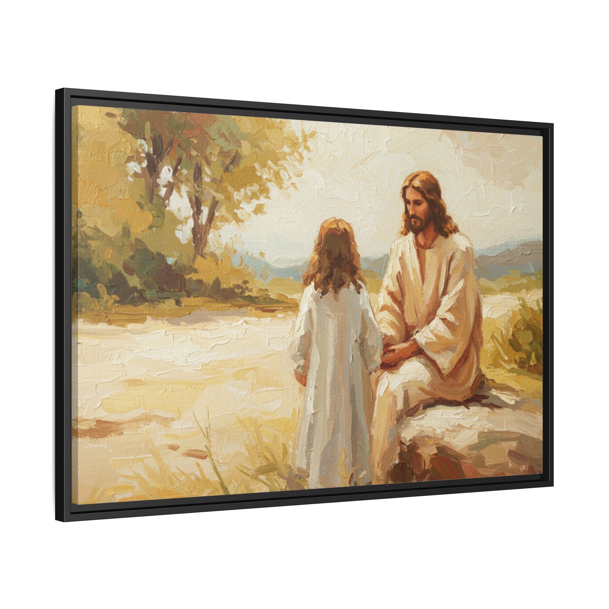 Spiritual Framed Canvas Art, Jesus and Child, Inspirational Home Decor, Religious Gift, Christian Wall Art, Faith Decor