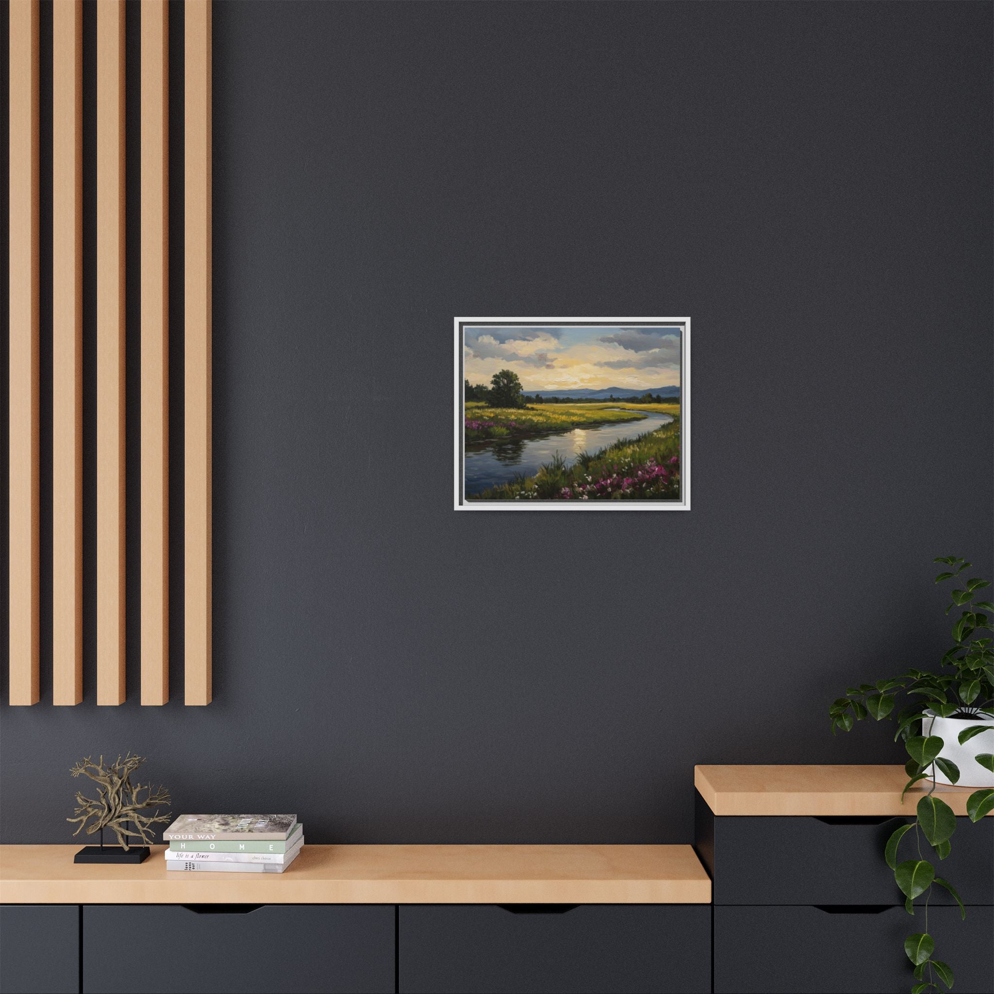 Framed Landscape Art Print, Matte Canvas Wall Decor, Nature Inspired Home Decor, Gift for Nature Lovers, Office Wall Art
