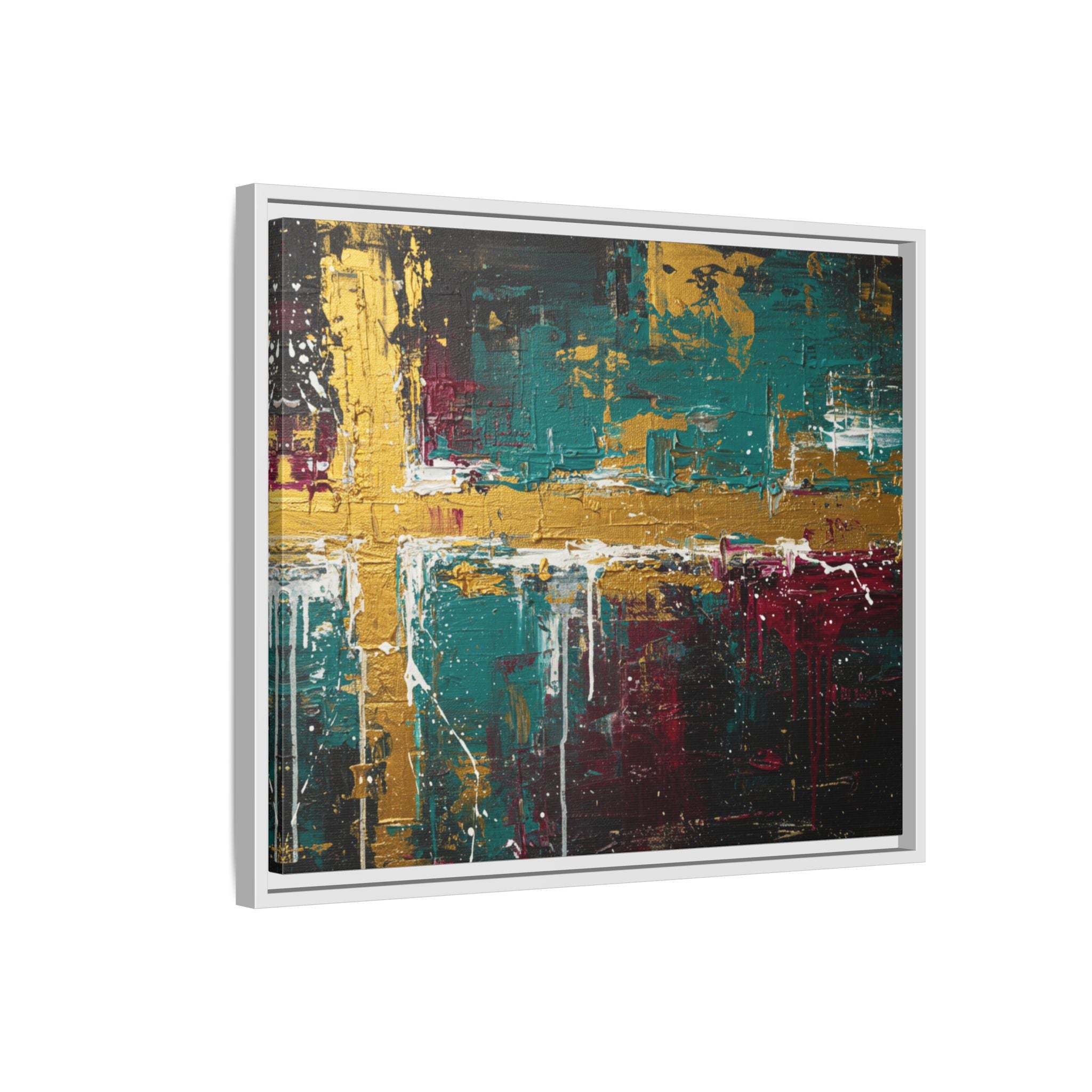 Cross of Light – Modern Christian Wall Art, Abstract Gold Cross Canvas, Faith-Inspired Home Decor, Matte Canvas, Framed (Multi-color)