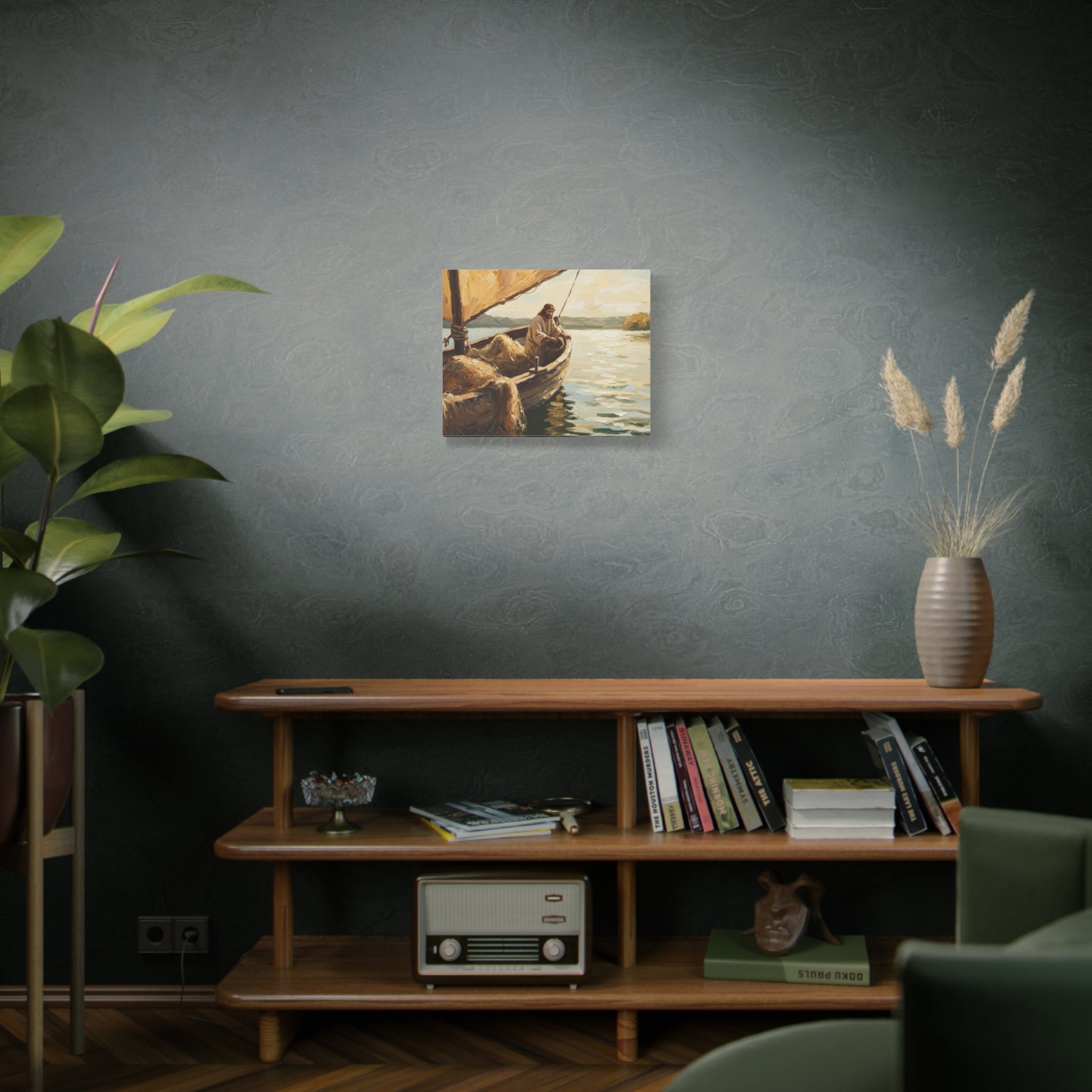 Jesus and the Miraculous Catch – Biblical Canvas Wall Art, Inspirational Christian Home Decor