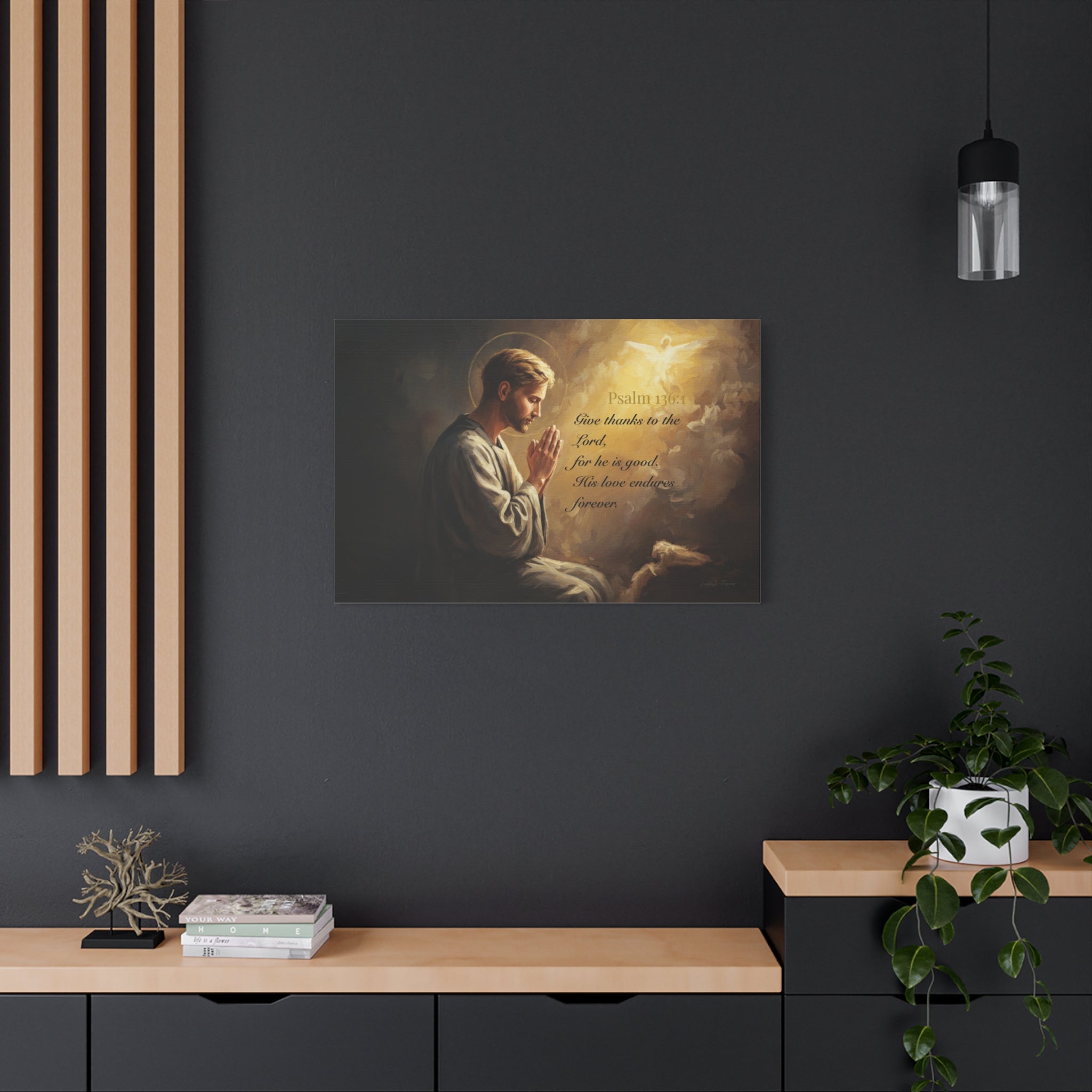 Inspirational Canvas Wall Art, Psalm 136:1, Religious Home Decor, Faith-Based Gift, Christian Wall Art, Uplifting Decor