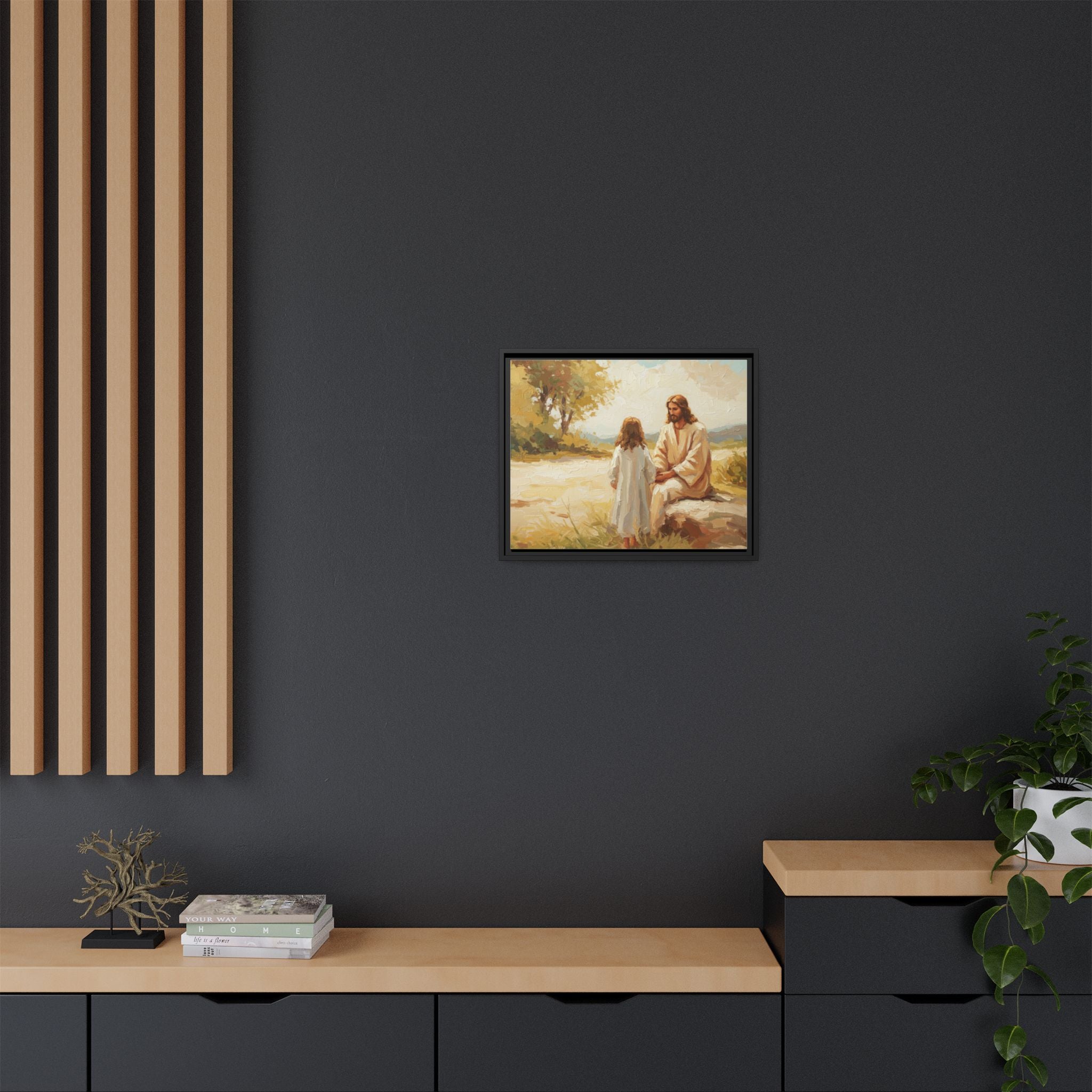 Spiritual Framed Canvas Art, Jesus and Child, Inspirational Home Decor, Religious Gift, Christian Wall Art, Faith Decor