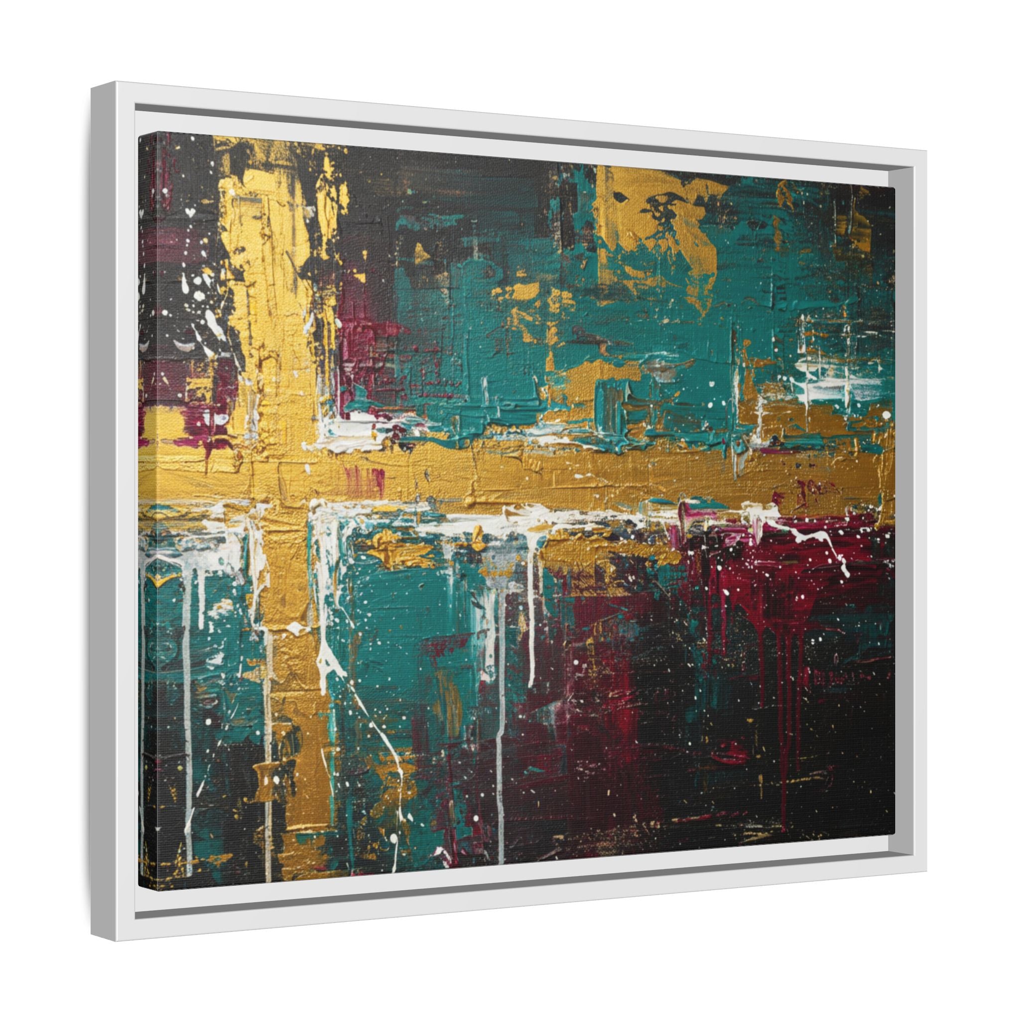Cross of Light – Modern Christian Wall Art, Abstract Gold Cross Canvas, Faith-Inspired Home Decor, Matte Canvas, Framed (Multi-color)