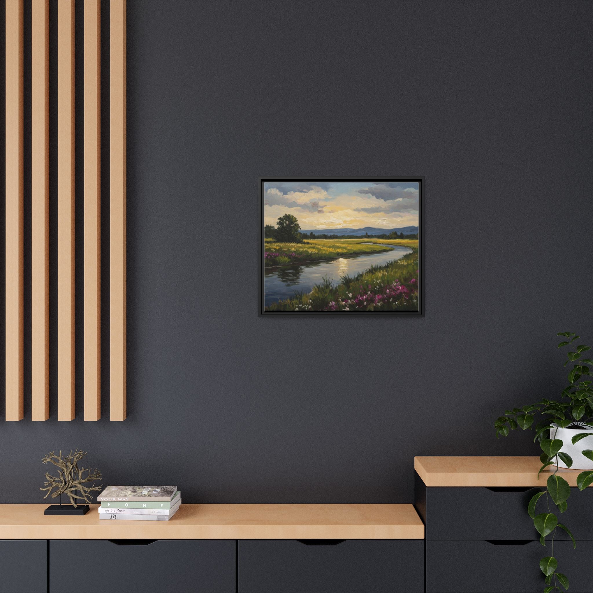 Framed Landscape Art Print, Matte Canvas Wall Decor, Nature Inspired Home Decor, Gift for Nature Lovers, Office Wall Art