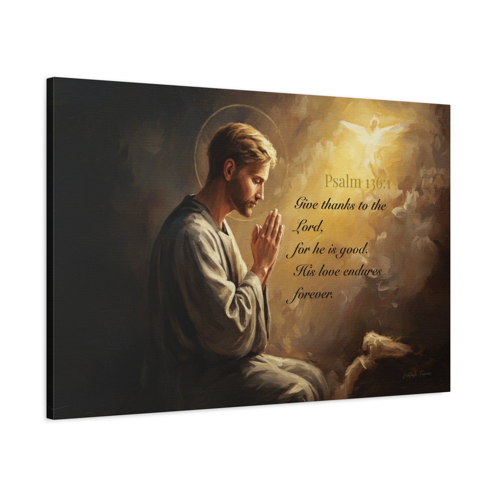 Inspirational Canvas Wall Art, Psalm 136:1, Religious Home Decor, Faith-Based Gift, Christian Wall Art, Uplifting Decor