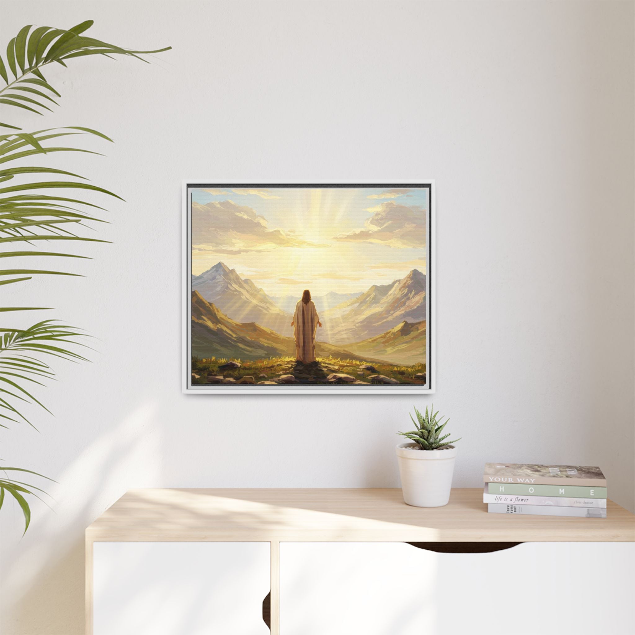 Framed Canvas Print - Uplifting Mountain Landscape Art, Inspirational Home Decor, Gift for Religious Celebrations, Motivational Wall [...]