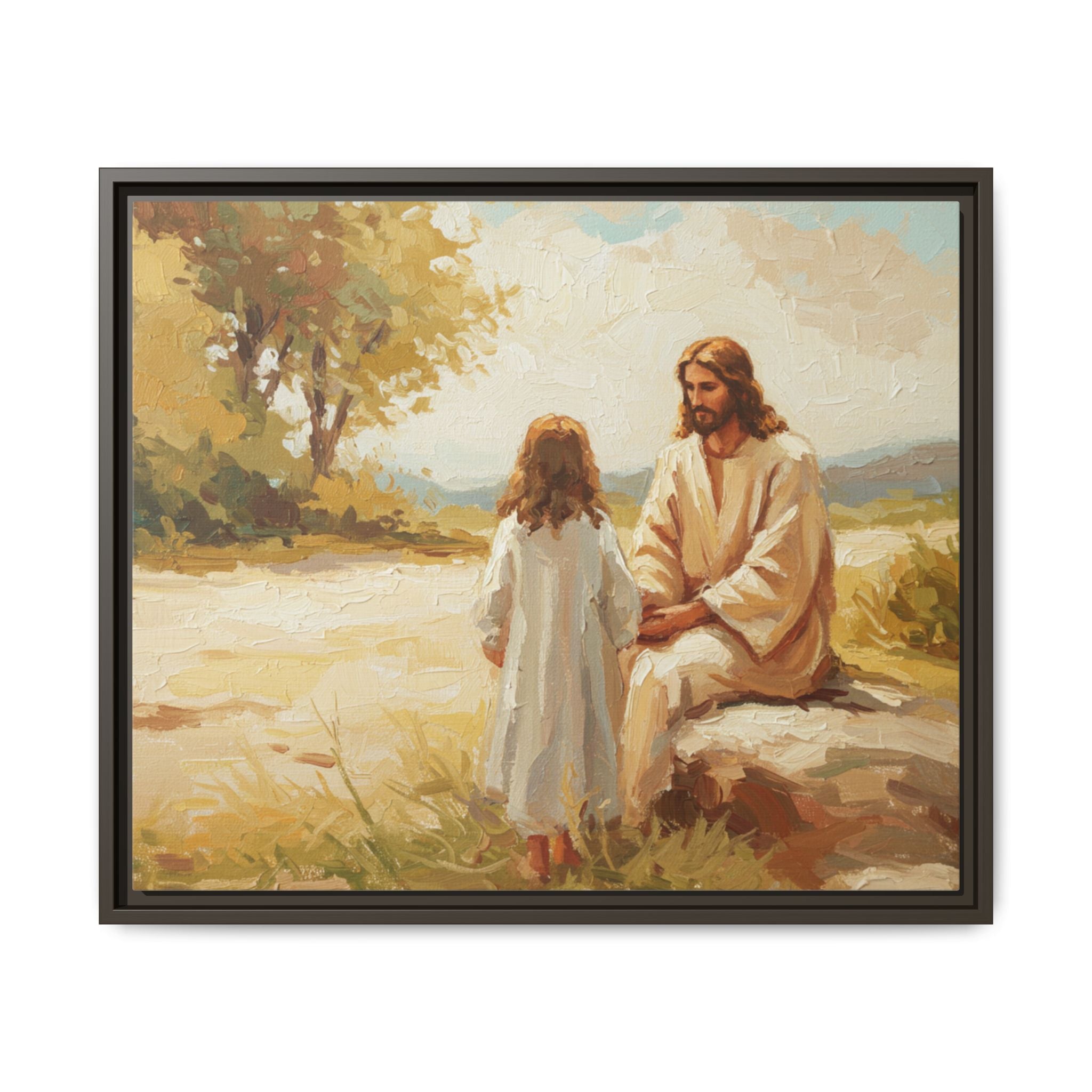 Spiritual Framed Canvas Art, Jesus and Child, Inspirational Home Decor, Religious Gift, Christian Wall Art, Faith Decor