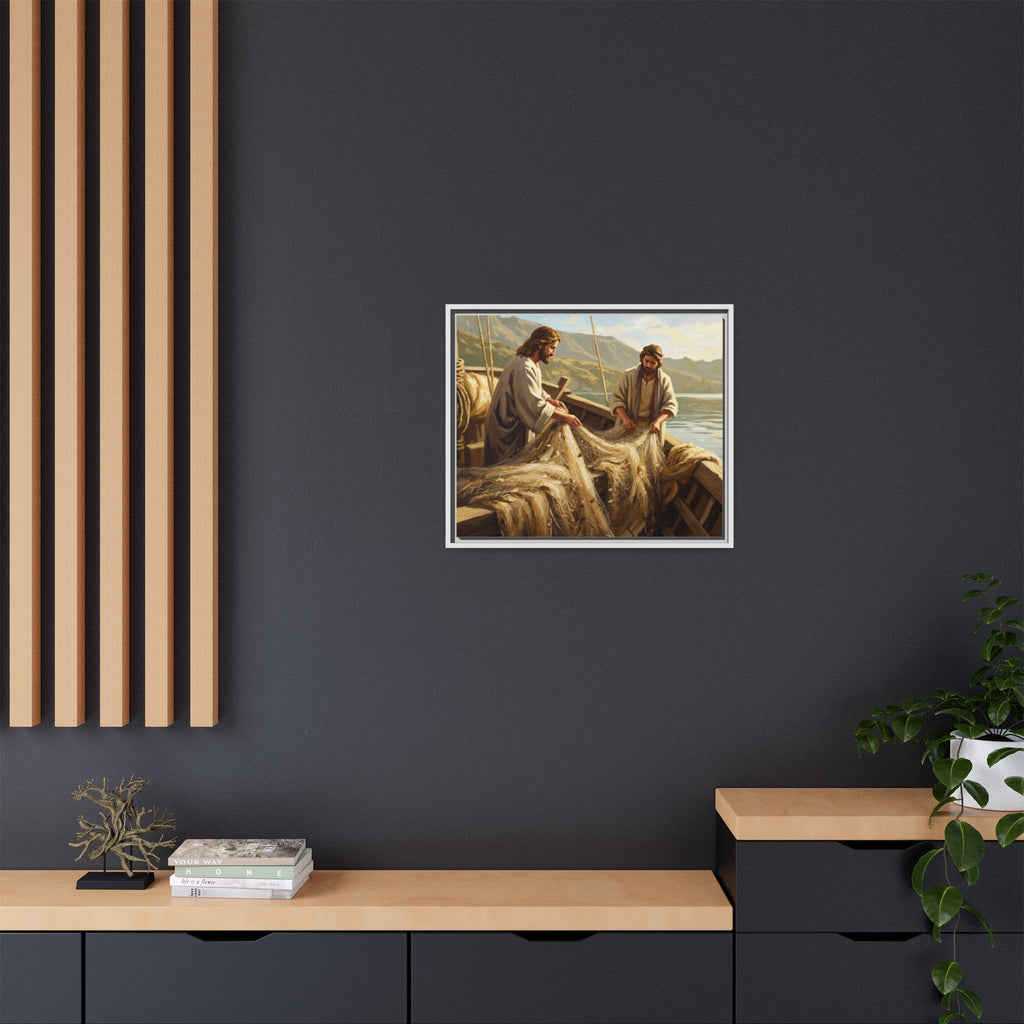 Framed Art Print, Jesus and Fishermen Scene, Spiritual Home Decor, Faith-Based Gift, Religious Wall Art, Christian Art