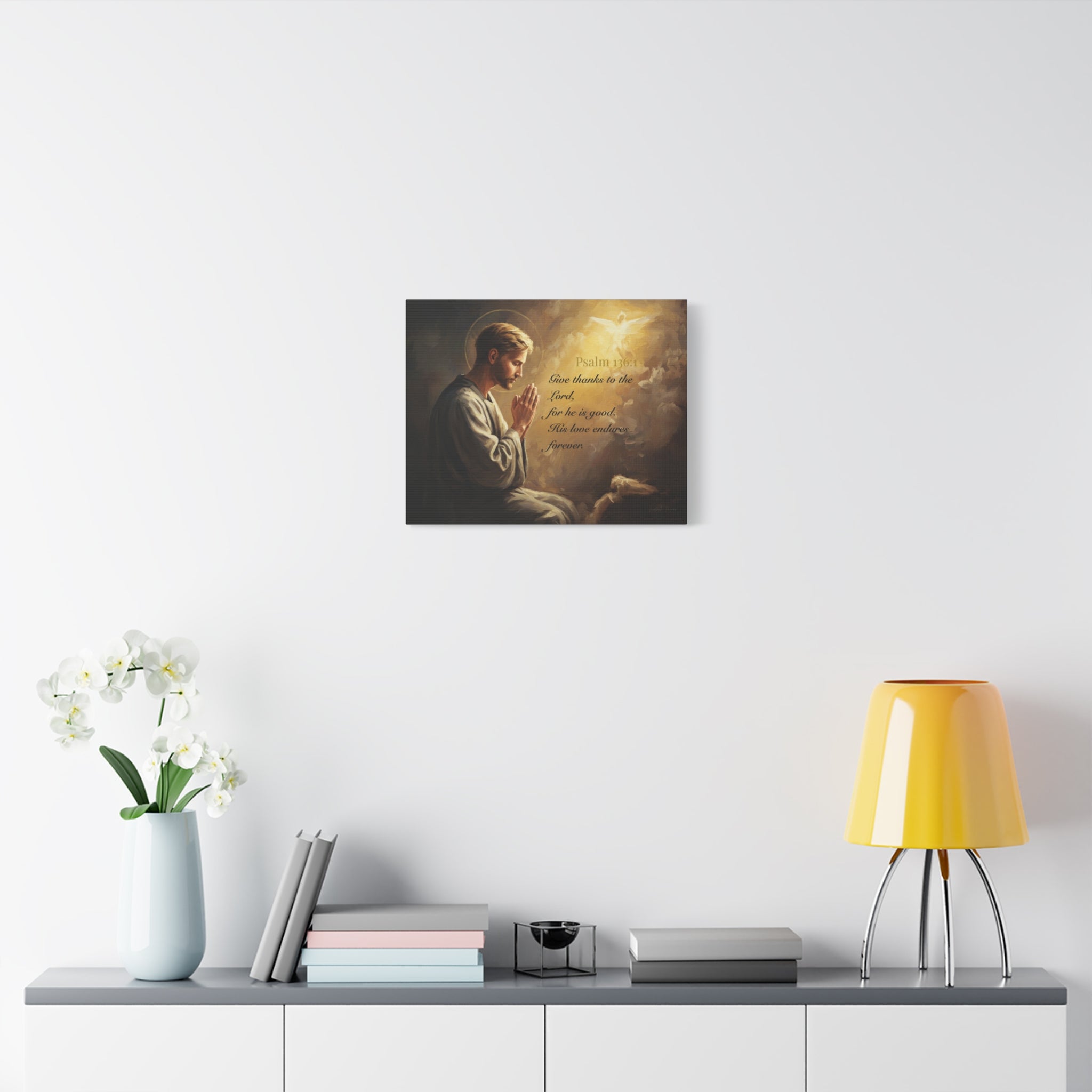 Inspirational Canvas Wall Art, Psalm 136:1, Religious Home Decor, Faith-Based Gift, Christian Wall Art, Uplifting Decor