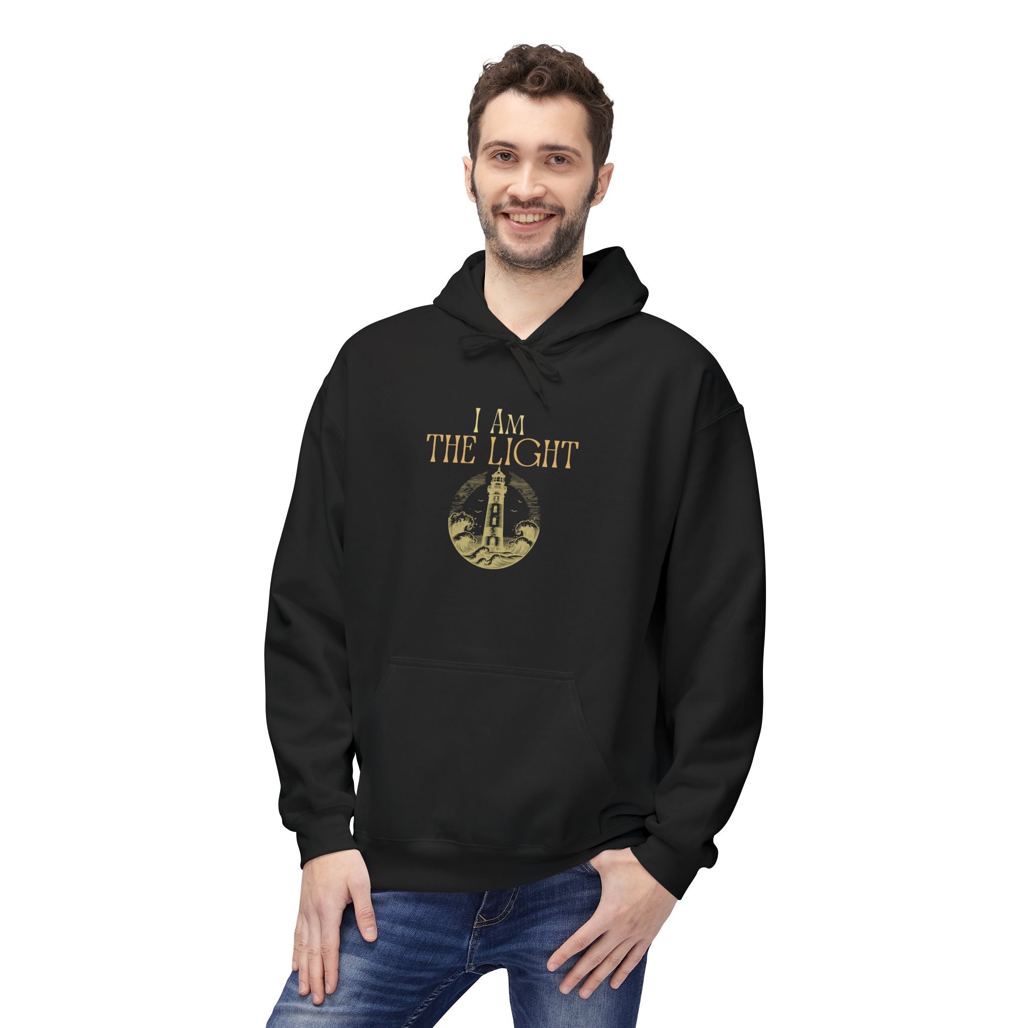 “I AM THE LIGHT Unisex Hoodie, Cozy Inspirational Sweatshirt, Faith Apparel for Men & Women, Spiritual Motivational Gift Idea”