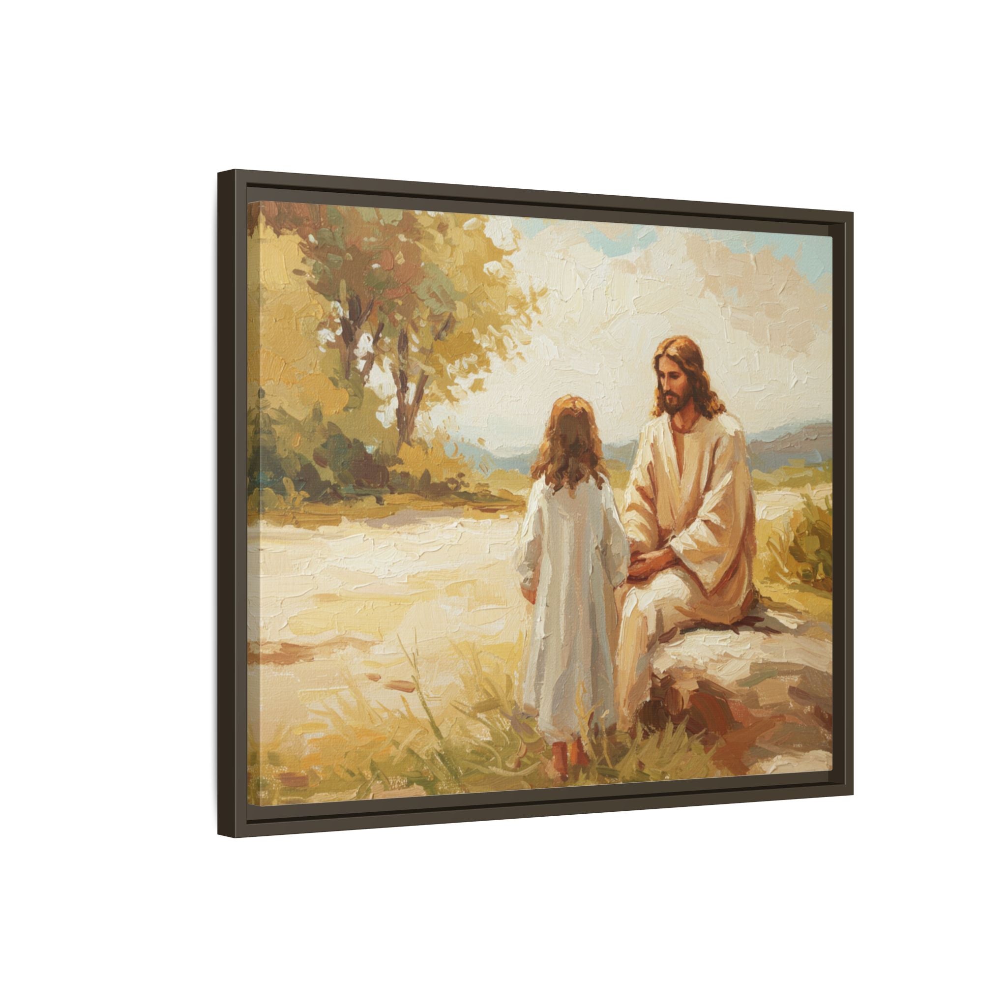 Spiritual Framed Canvas Art, Jesus and Child, Inspirational Home Decor, Religious Gift, Christian Wall Art, Faith Decor