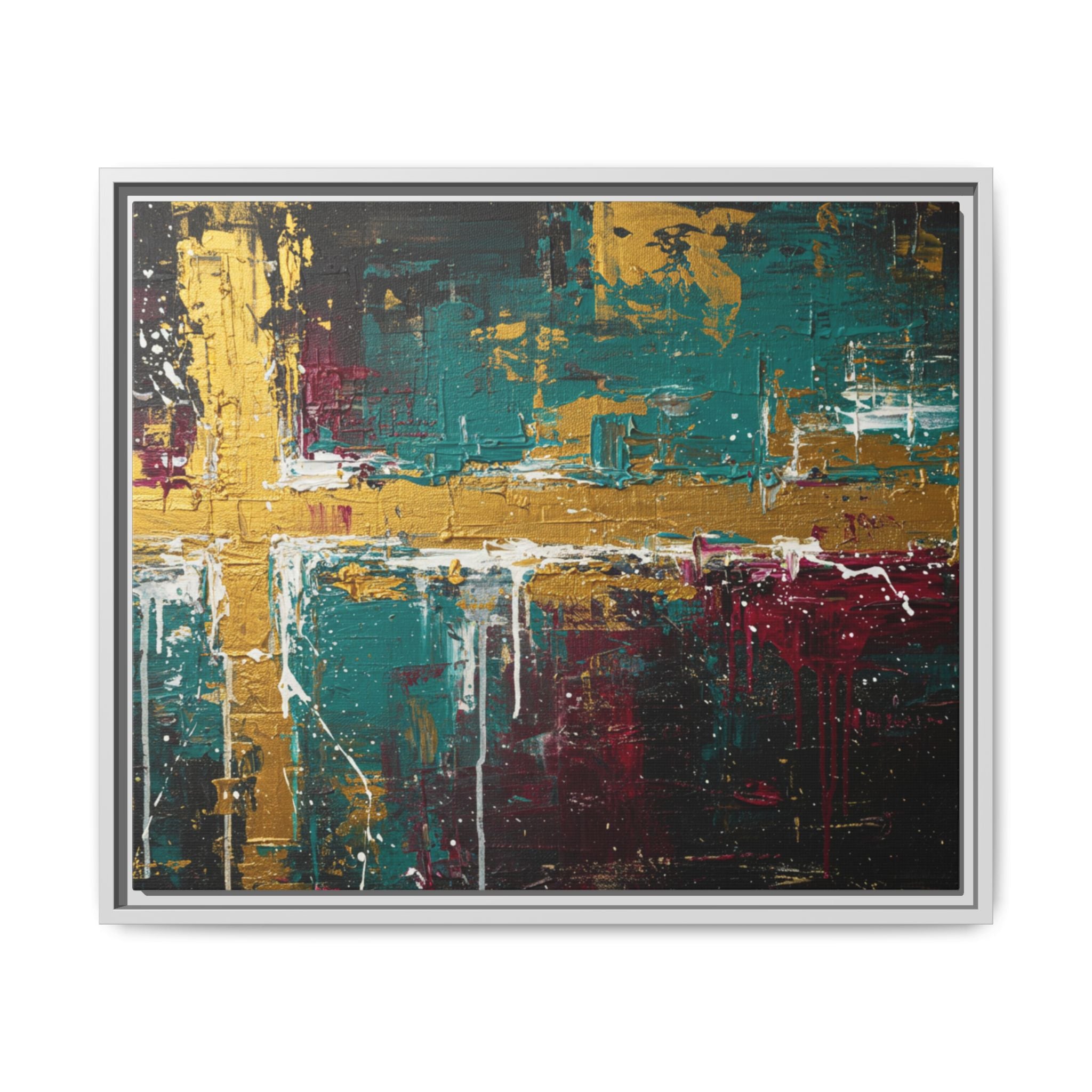 Cross of Light – Modern Christian Wall Art, Abstract Gold Cross Canvas, Faith-Inspired Home Decor, Matte Canvas, Framed (Multi-color)