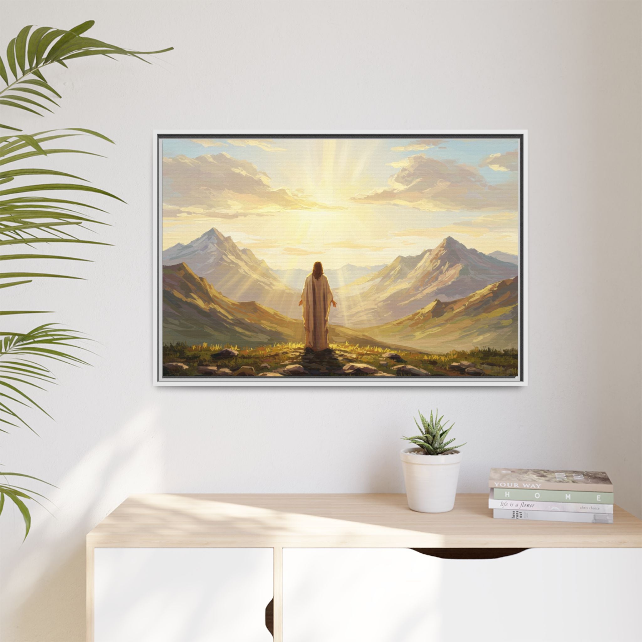 Framed Canvas Print - Uplifting Mountain Landscape Art, Inspirational Home Decor, Gift for Religious Celebrations, Motivational Wall [...]