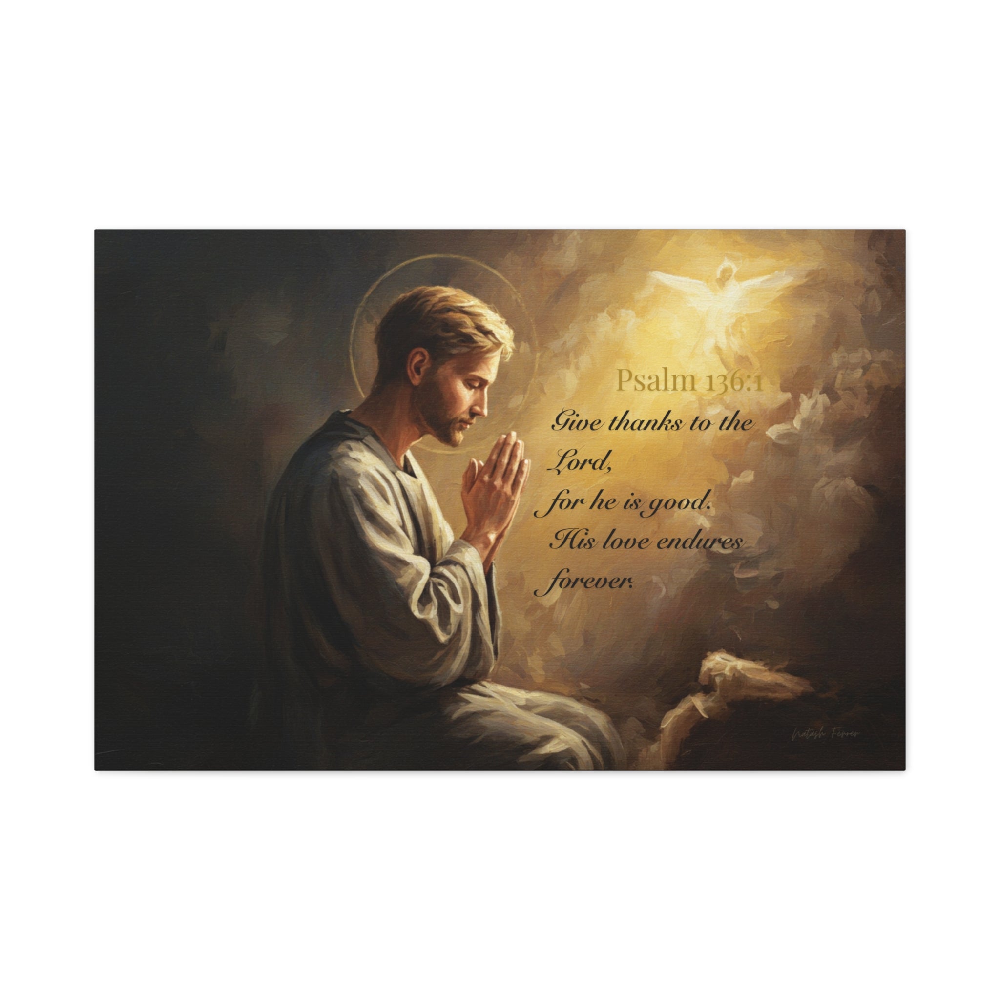 Inspirational Canvas Wall Art, Psalm 136:1, Religious Home Decor, Faith-Based Gift, Christian Wall Art, Uplifting Decor
