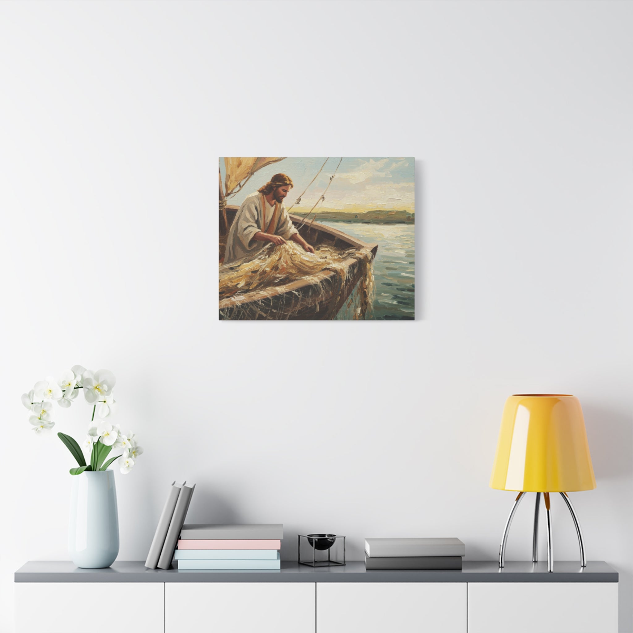 Canvas Wall Art, Religious Decor, Christian Art, Inspirational Home Decor, Nautical Theme, Fishing Scene