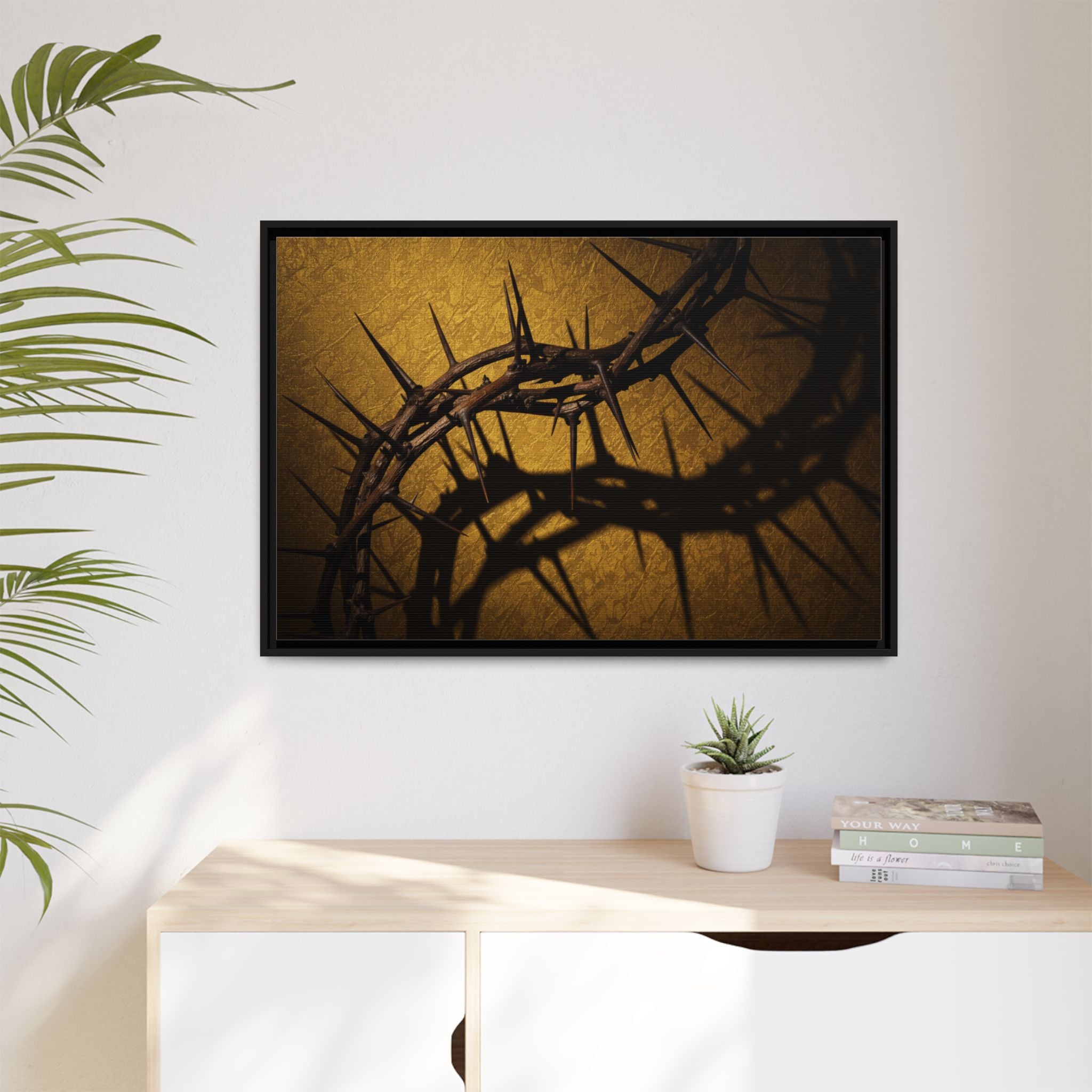 Crown of Thorns – Christian Wall Art, Symbol of Sacrifice and Faith,  Framed Matte Canvas Art - Religious Wall Decor, Unique Gift for Faith Lovers, Home Decoration.
