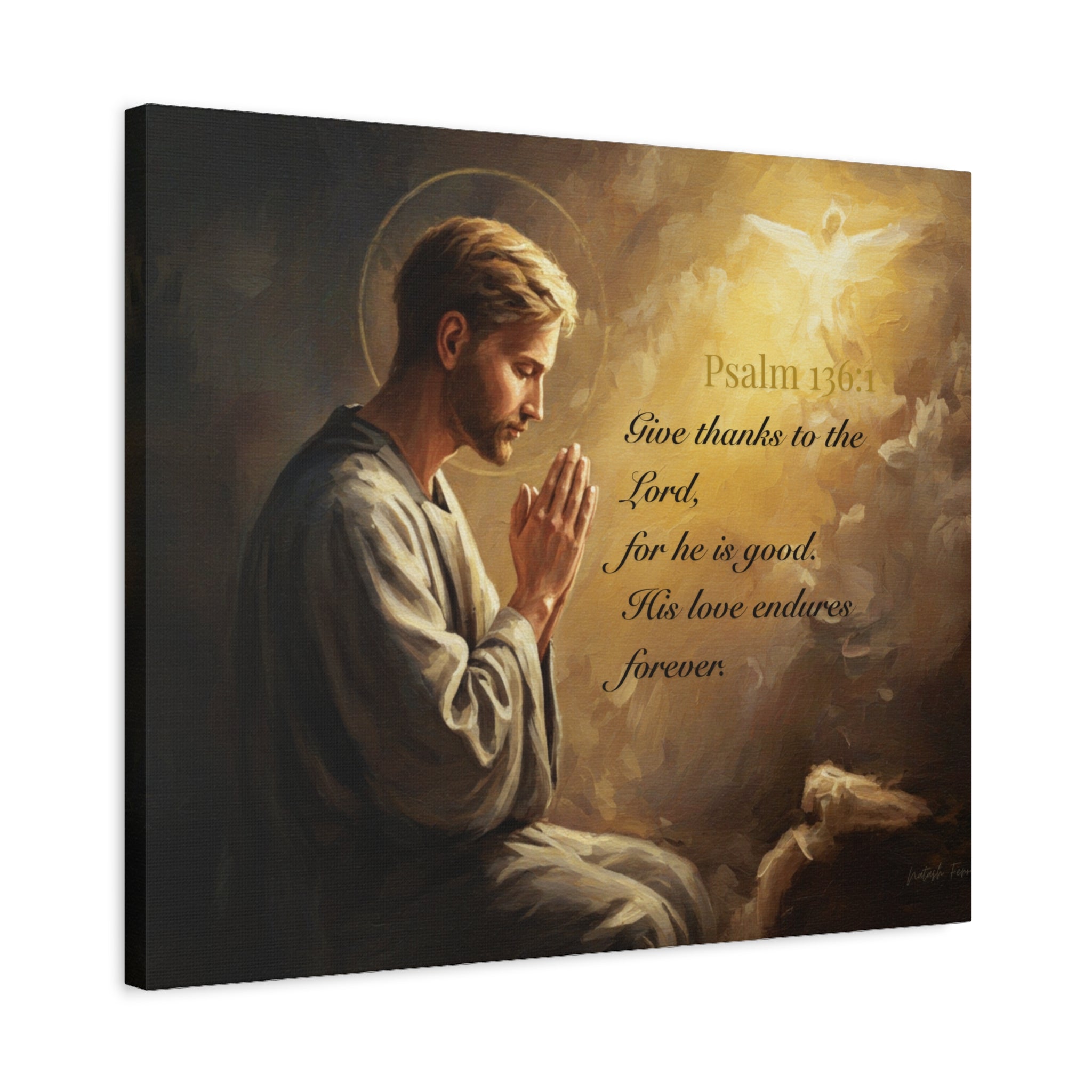 Inspirational Canvas Wall Art, Psalm 136:1, Religious Home Decor, Faith-Based Gift, Christian Wall Art, Uplifting Decor