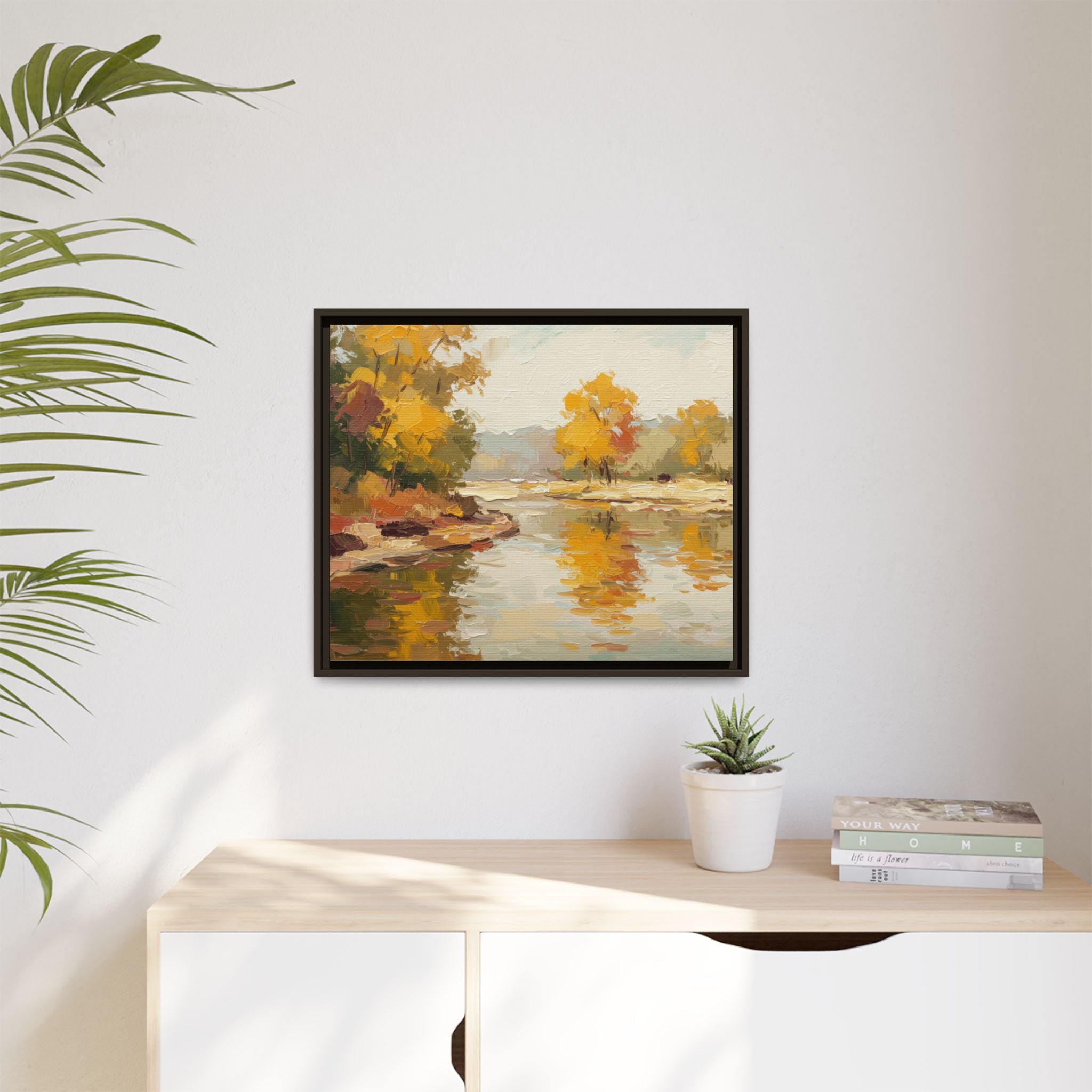 Framed Canvas Artwork, Landscape Decor, Autumn Art Print, Nature Wall Art, Home Decoration, Gift for Art Lovers