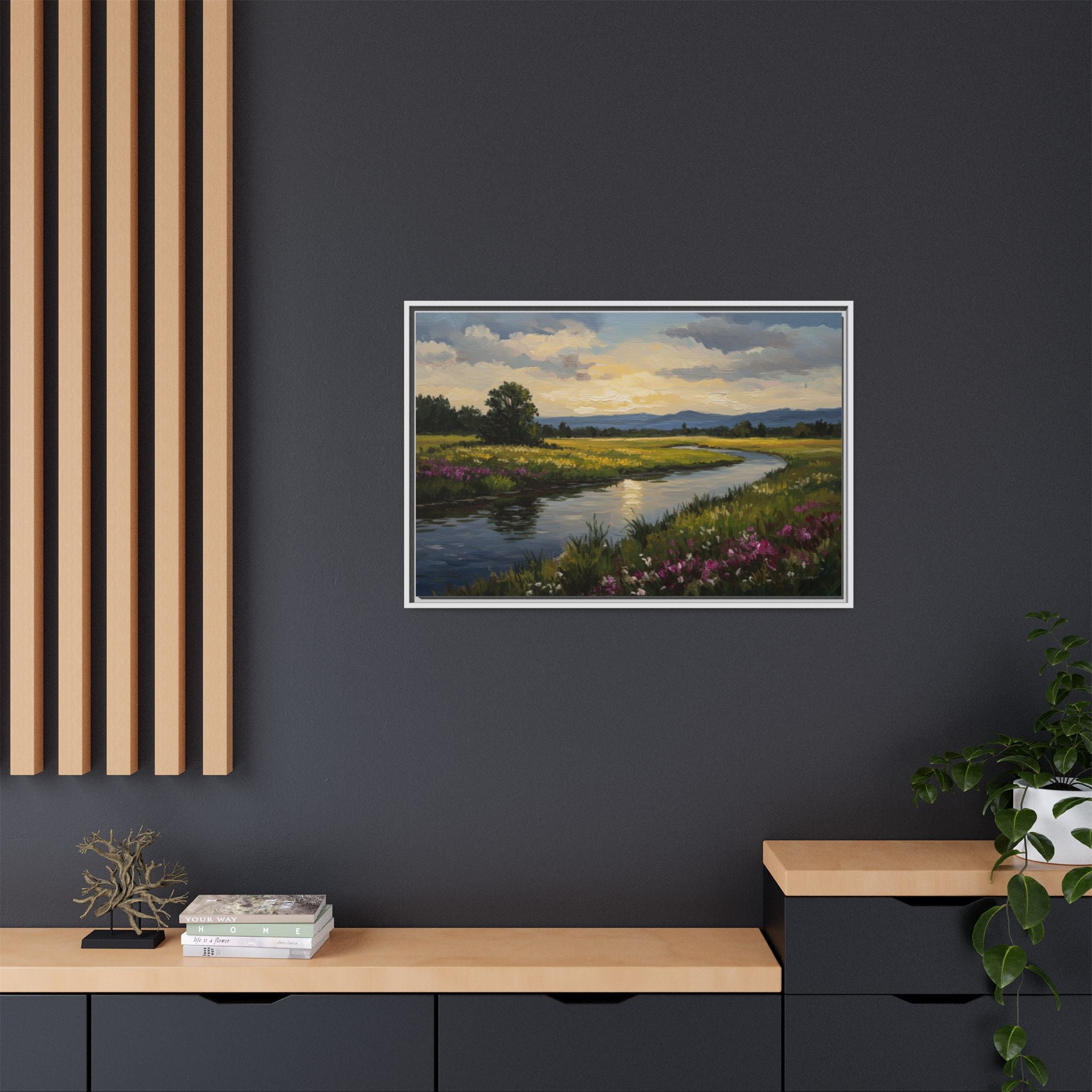 Framed Landscape Art Print, Matte Canvas Wall Decor, Nature Inspired Home Decor, Gift for Nature Lovers, Office Wall Art