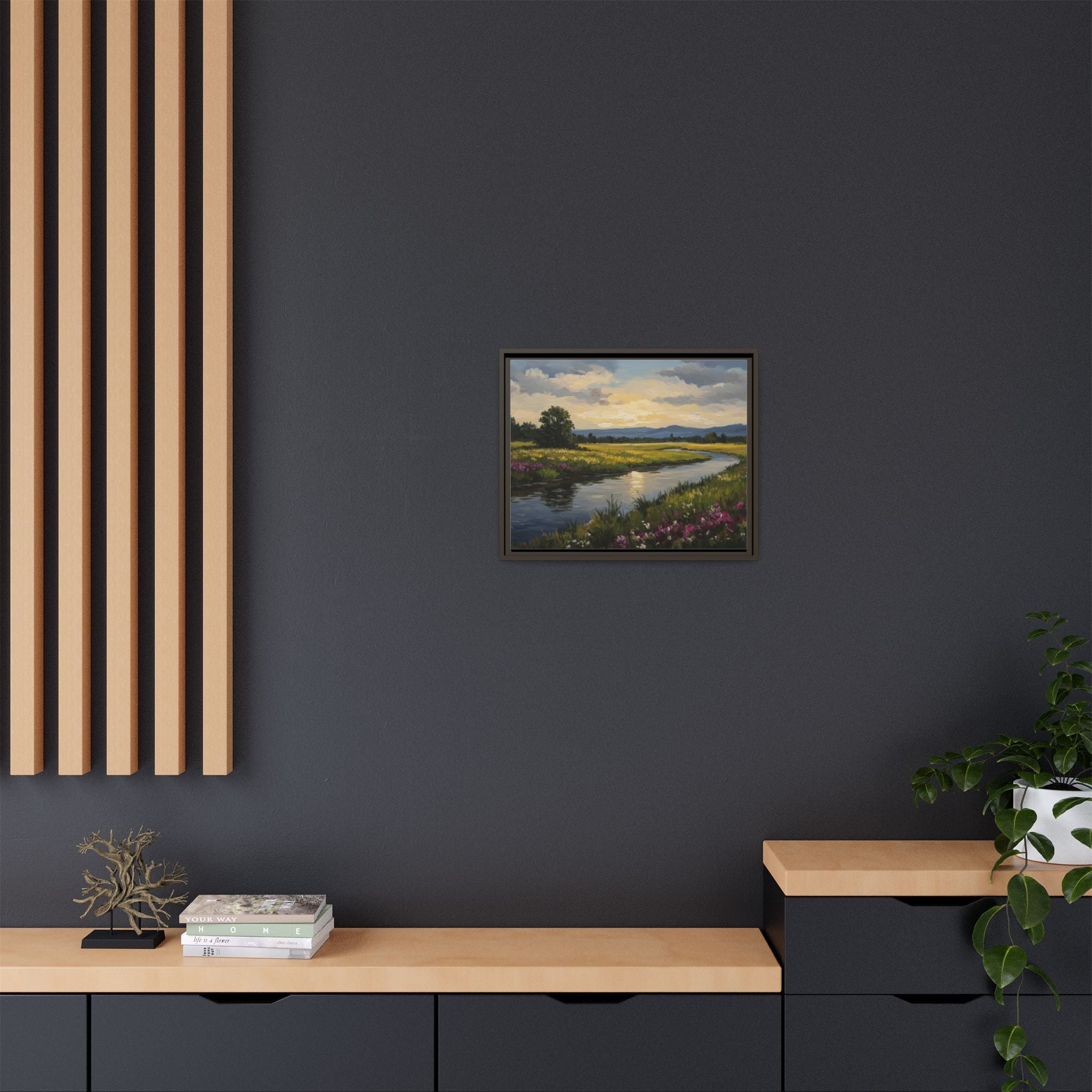 Framed Landscape Art Print, Matte Canvas Wall Decor, Nature Inspired Home Decor, Gift for Nature Lovers, Office Wall Art