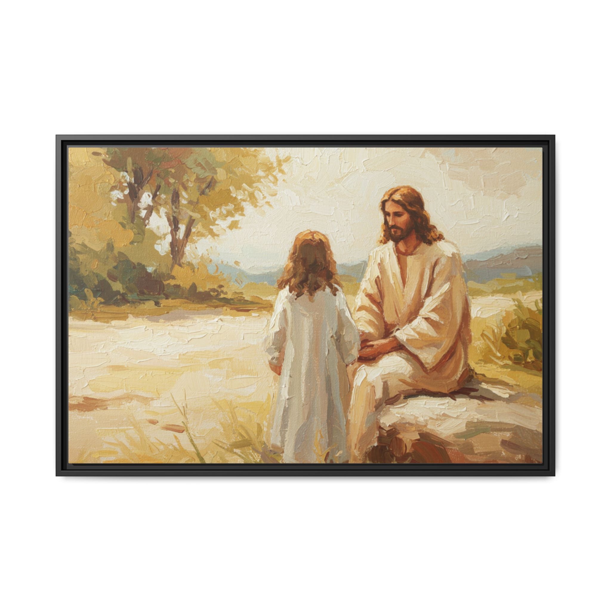 Spiritual Framed Canvas Art, Jesus and Child, Inspirational Home Decor, Religious Gift, Christian Wall Art, Faith Decor