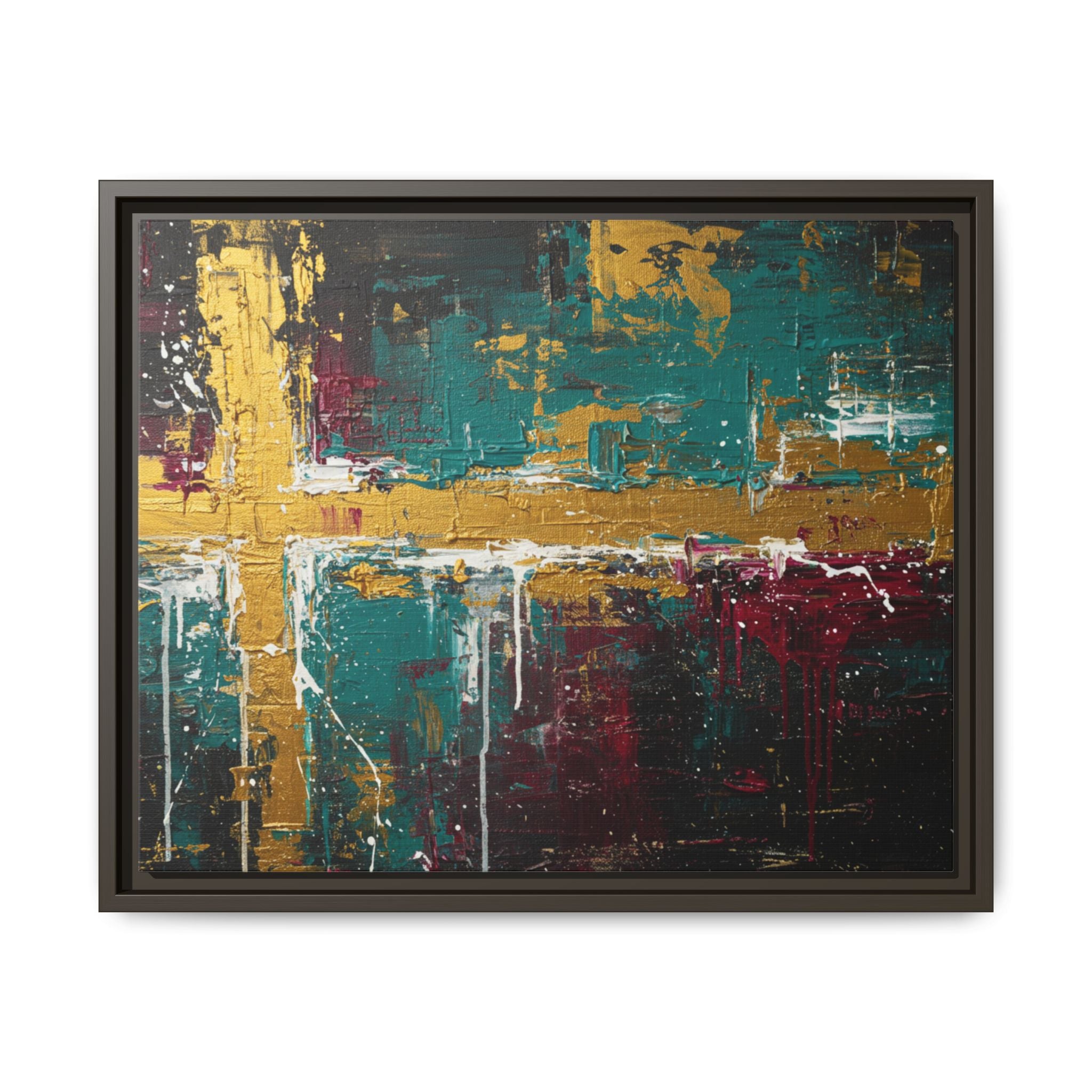 Cross of Light – Modern Christian Wall Art, Abstract Gold Cross Canvas, Faith-Inspired Home Decor, Matte Canvas, Framed (Multi-color)
