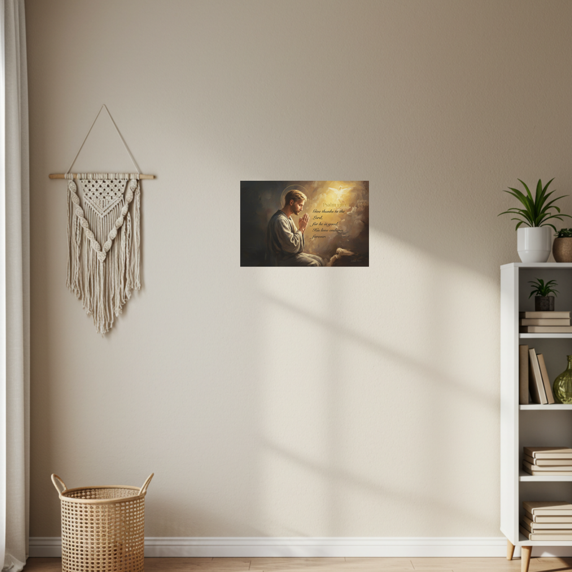 Inspirational Canvas Wall Art, Psalm 136:1, Religious Home Decor, Faith-Based Gift, Christian Wall Art, Uplifting Decor