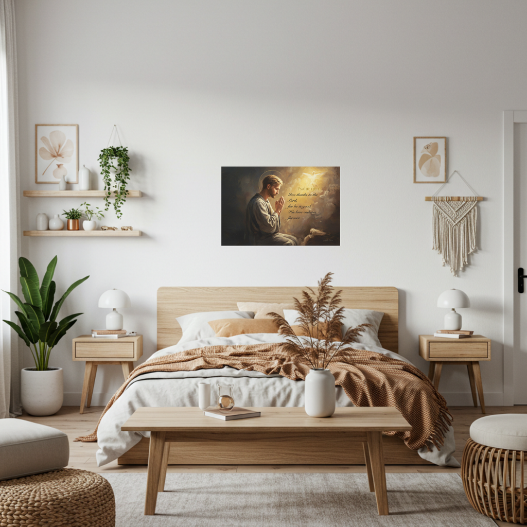 Inspirational Canvas Wall Art, Psalm 136:1, Religious Home Decor, Faith-Based Gift, Christian Wall Art, Uplifting Decor