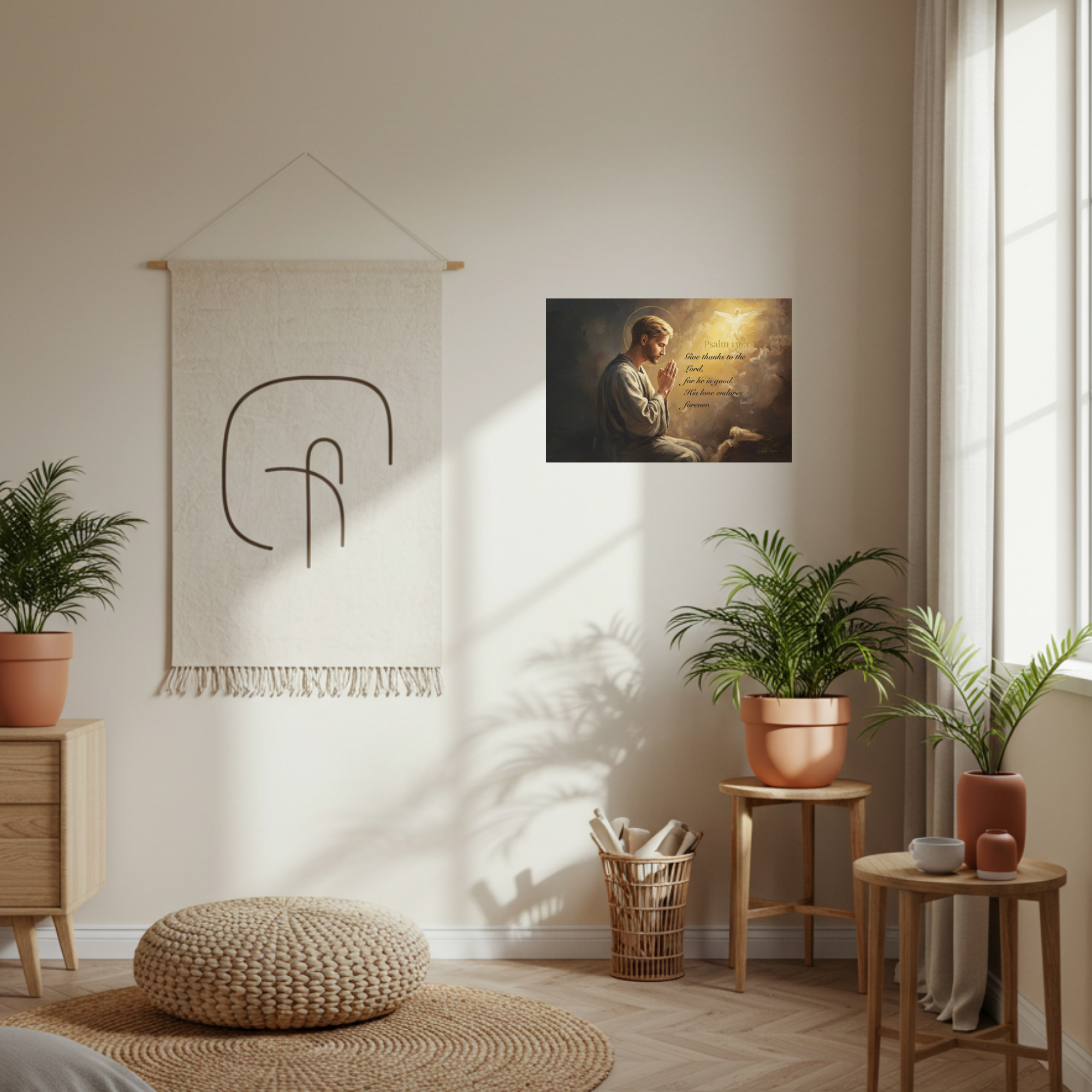Inspirational Canvas Wall Art, Psalm 136:1, Religious Home Decor, Faith-Based Gift, Christian Wall Art, Uplifting Decor