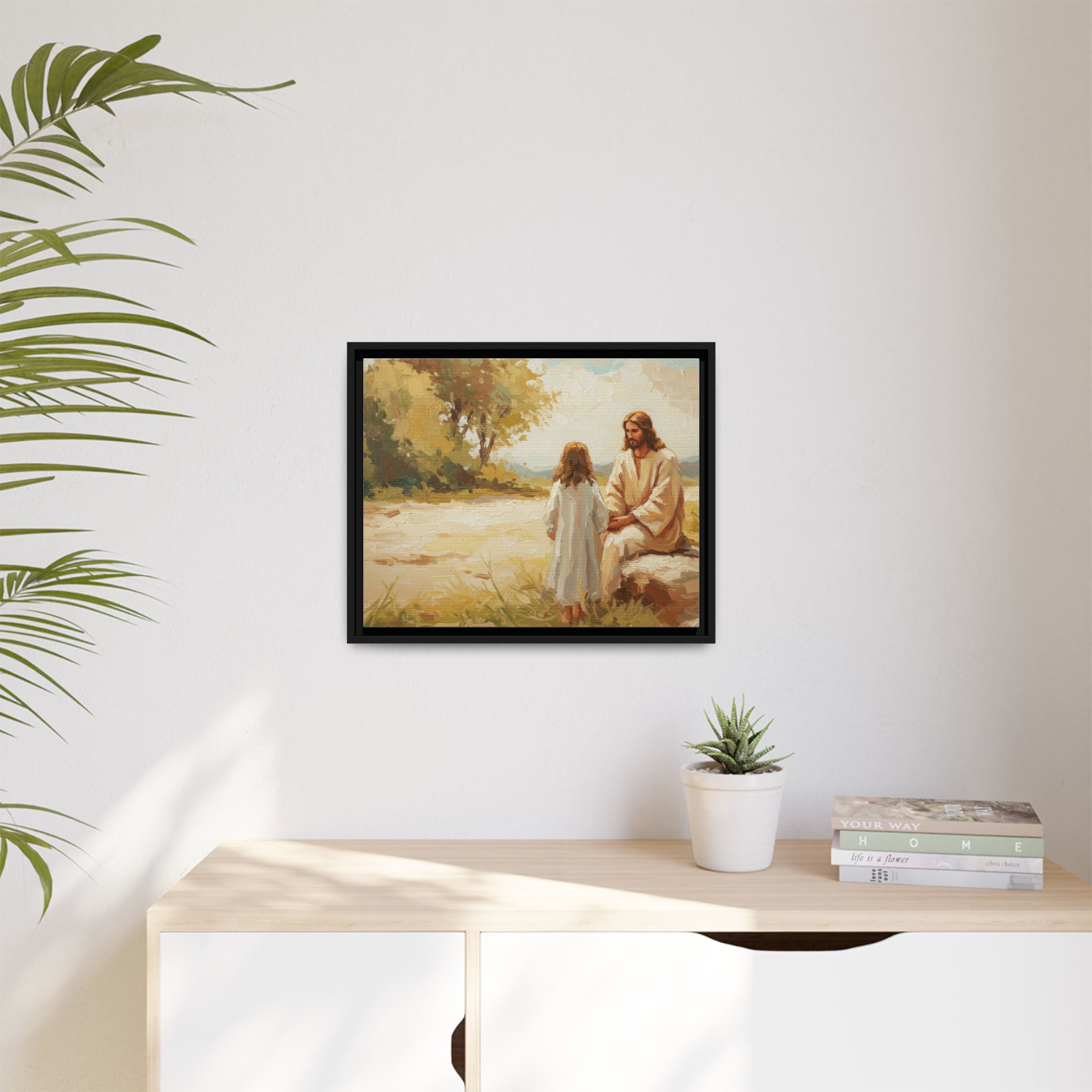 Spiritual Framed Canvas Art, Jesus and Child, Inspirational Home Decor, Religious Gift, Christian Wall Art, Faith Decor