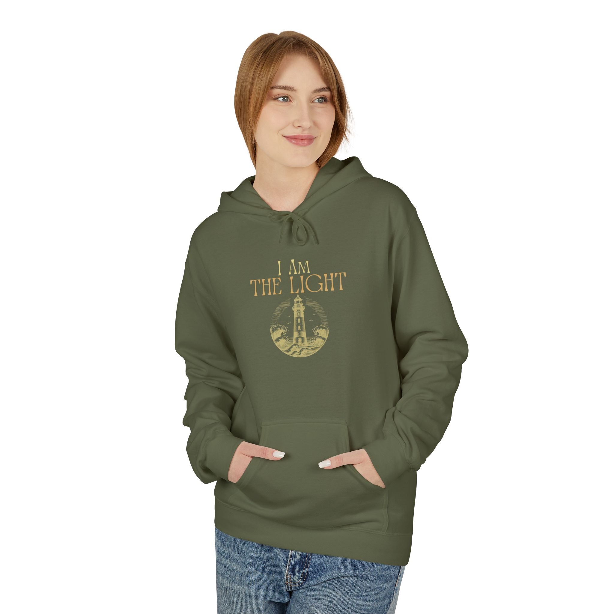 “I AM THE LIGHT Unisex Hoodie, Cozy Inspirational Sweatshirt, Faith Apparel for Men & Women, Spiritual Motivational Gift Idea”