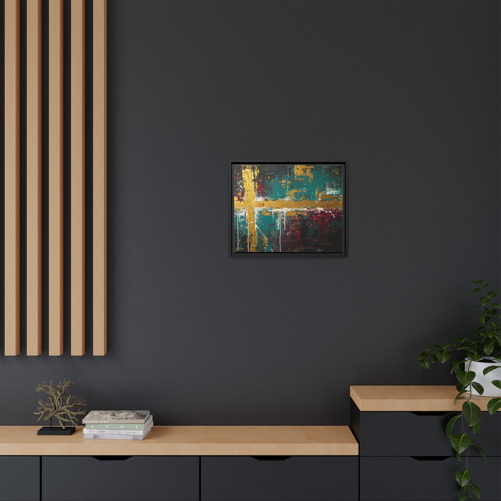 Cross of Light – Modern Christian Wall Art, Abstract Gold Cross Canvas, Faith-Inspired Home Decor, Matte Canvas, Framed (Multi-color)