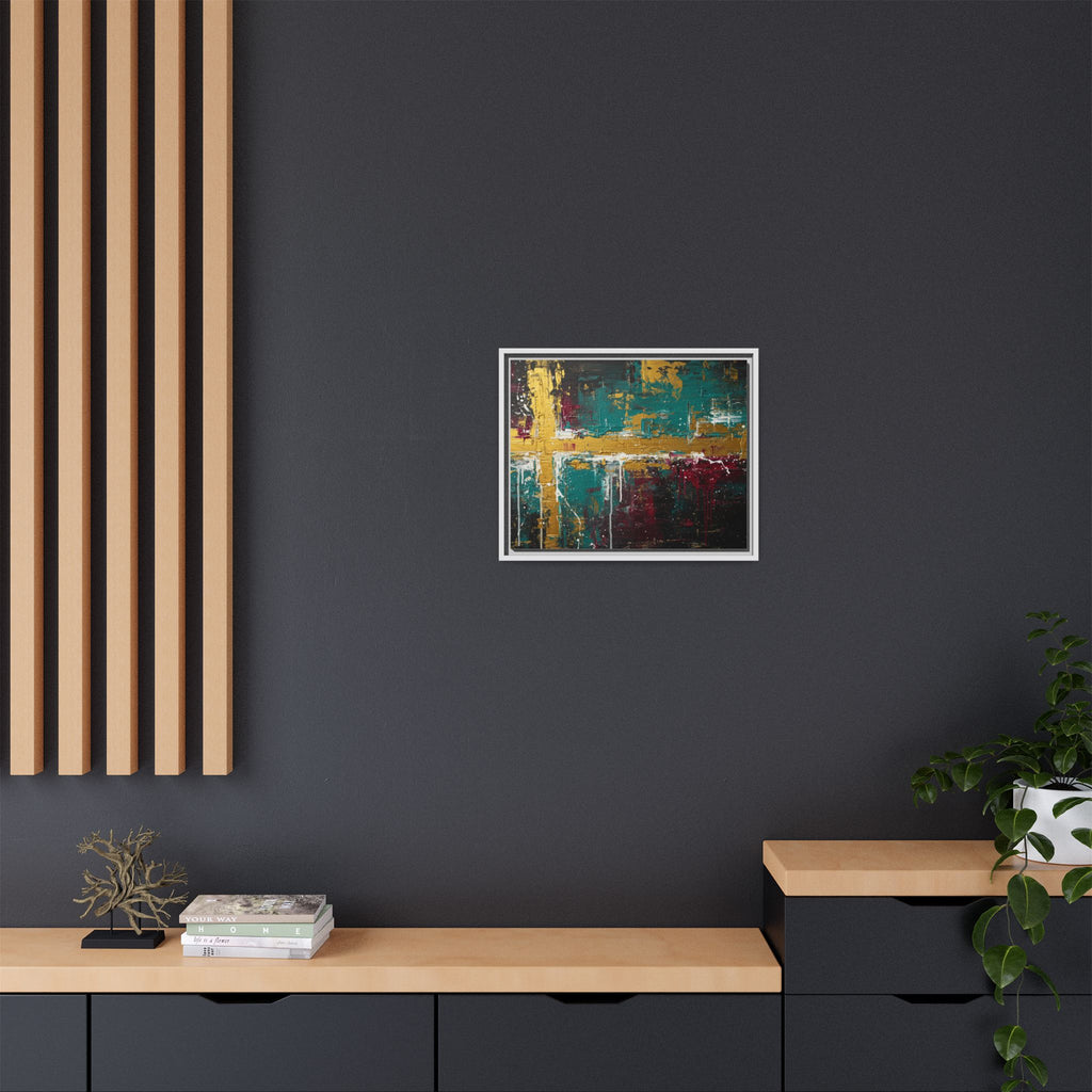 Cross of Light – Modern Christian Wall Art, Abstract Gold Cross Canvas, Faith-Inspired Home Decor, Matte Canvas, Framed (Multi-color)