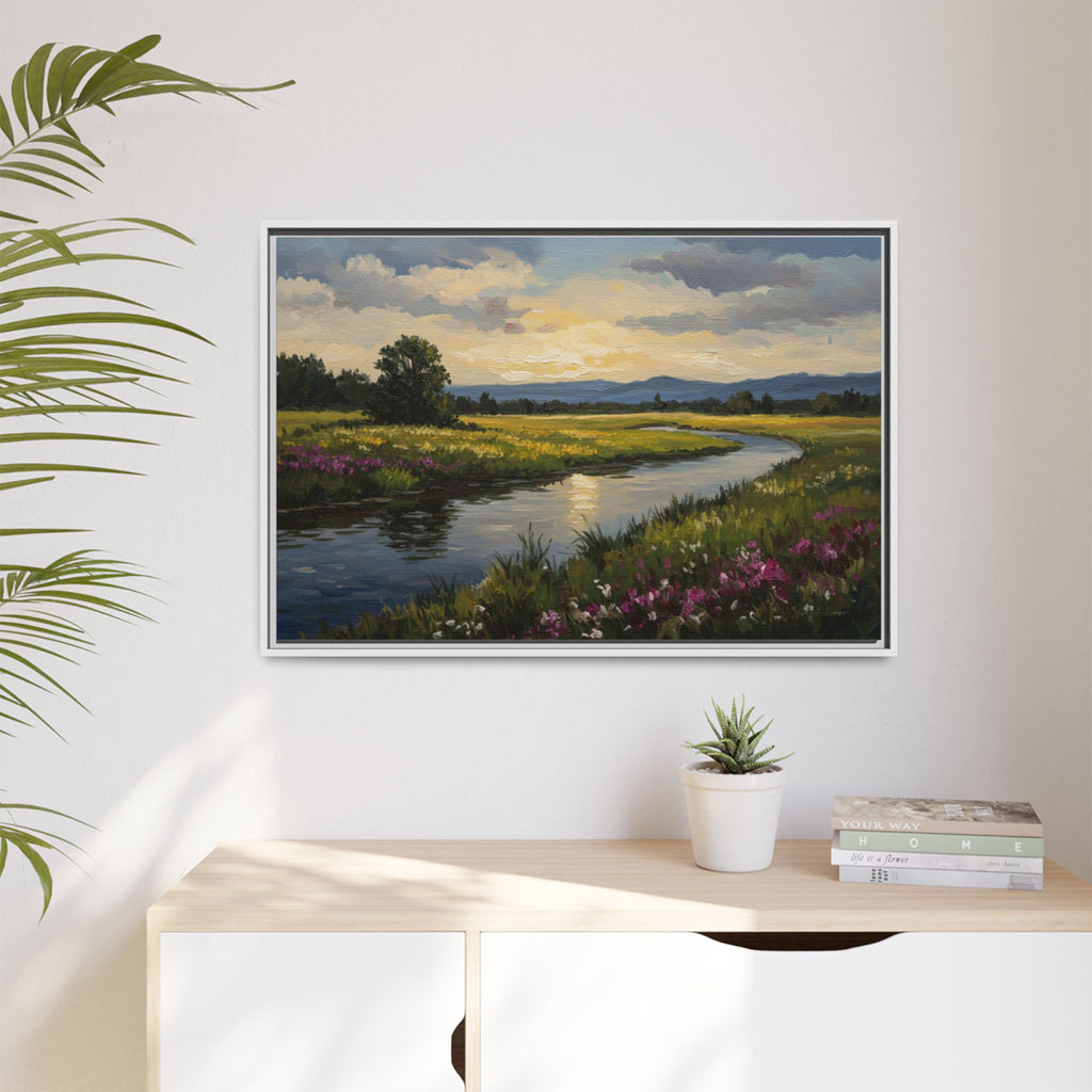 Framed Landscape Art Print, Matte Canvas Wall Decor, Nature Inspired Home Decor, Gift for Nature Lovers, Office Wall Art
