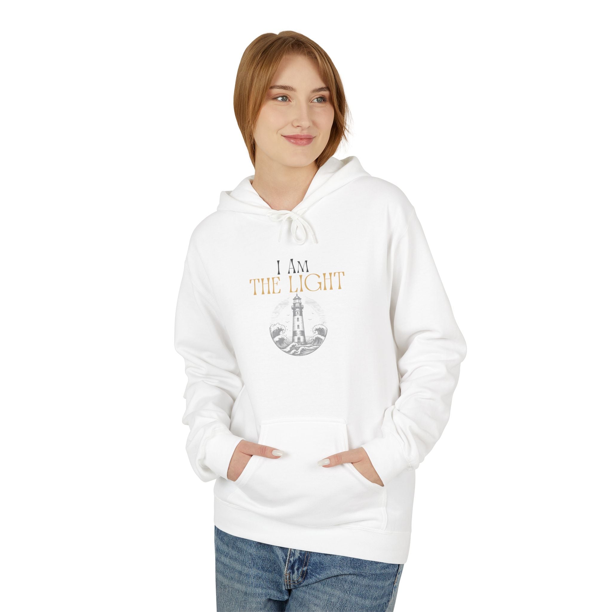 “I AM THE LIGHT Unisex Hoodie, Cozy Inspirational Sweatshirt, Faith Apparel for Men & Women, Spiritual Motivational Gift Idea”
