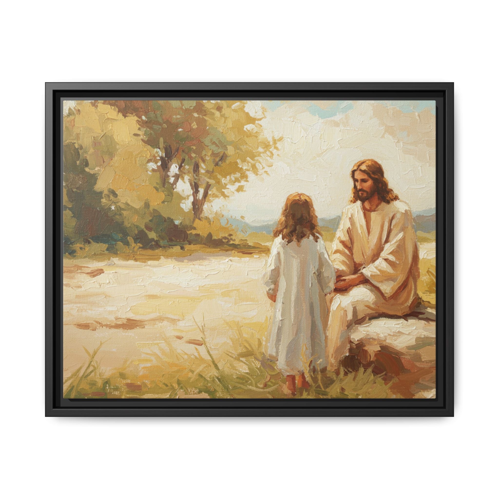 Spiritual Framed Canvas Art, Jesus and Child, Inspirational Home Decor, Religious Gift, Christian Wall Art, Faith Decor