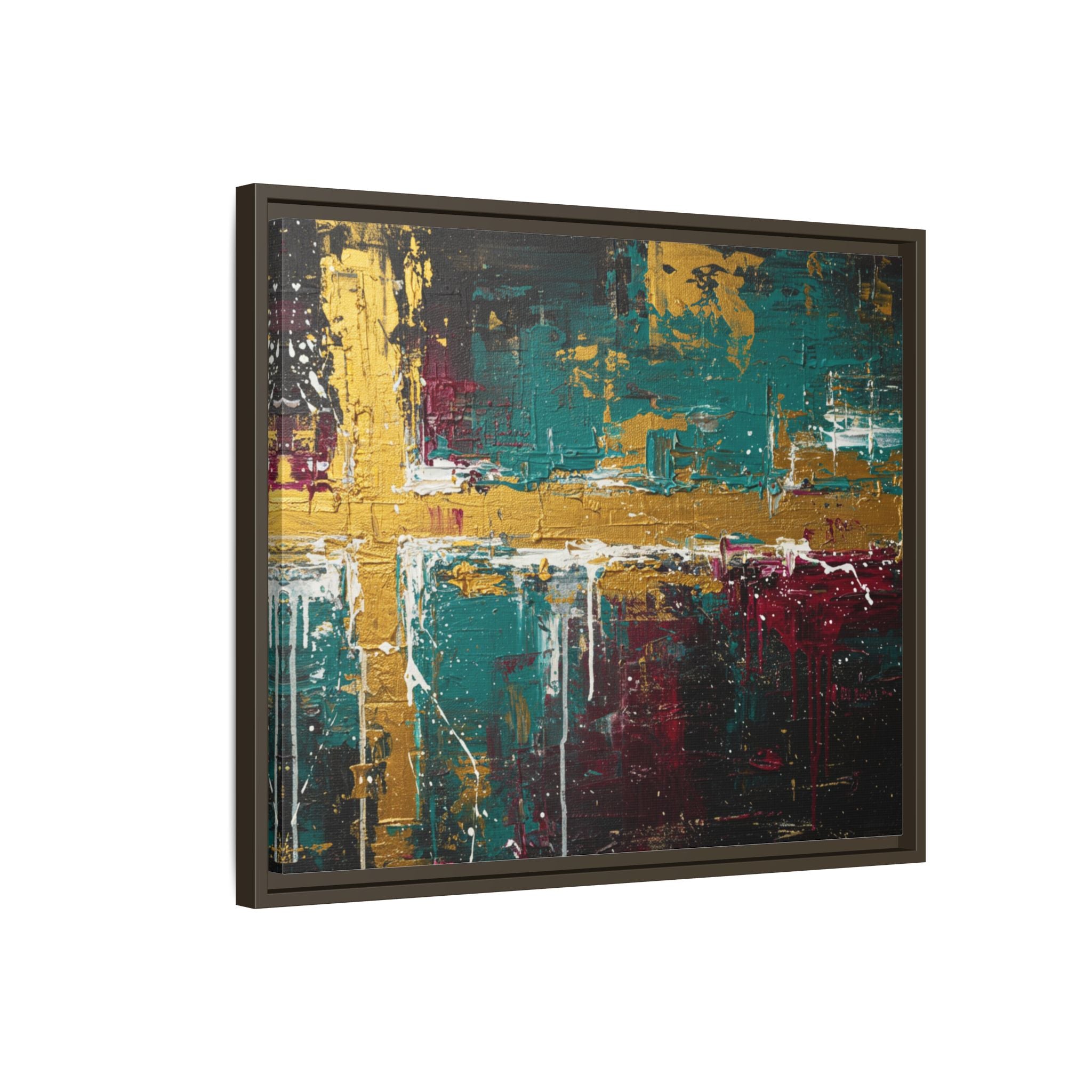 Cross of Light – Modern Christian Wall Art, Abstract Gold Cross Canvas, Faith-Inspired Home Decor, Matte Canvas, Framed (Multi-color)