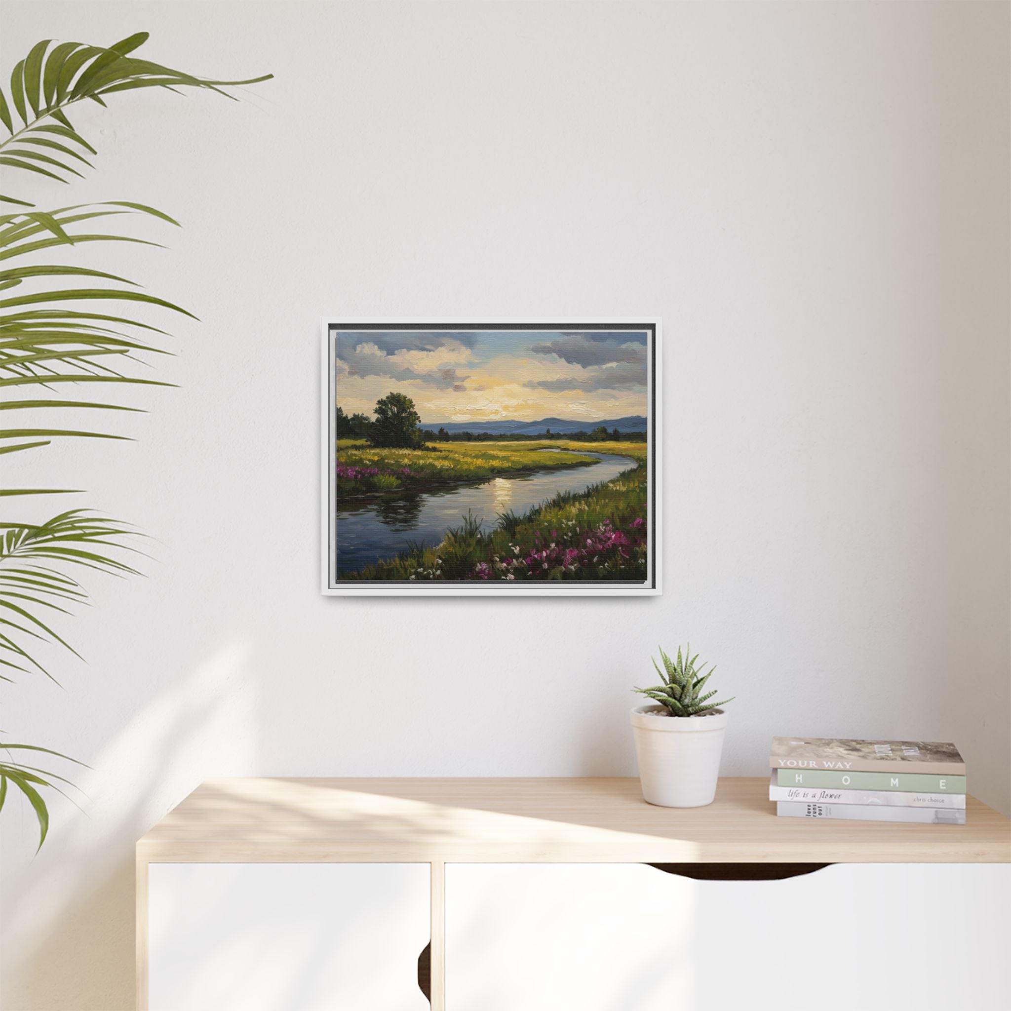 Framed Landscape Art Print, Matte Canvas Wall Decor, Nature Inspired Home Decor, Gift for Nature Lovers, Office Wall Art