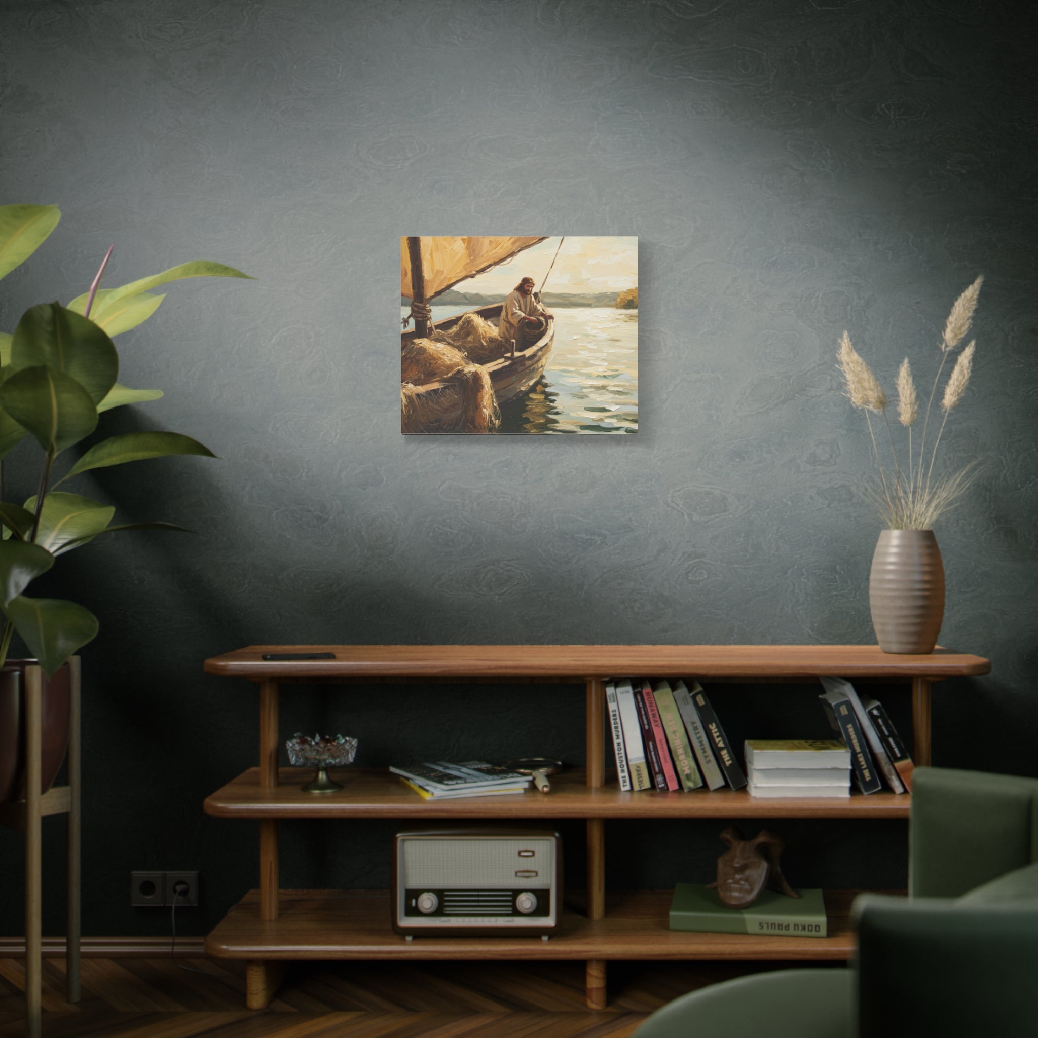 Jesus and the Miraculous Catch – Biblical Canvas Wall Art, Inspirational Christian Home Decor